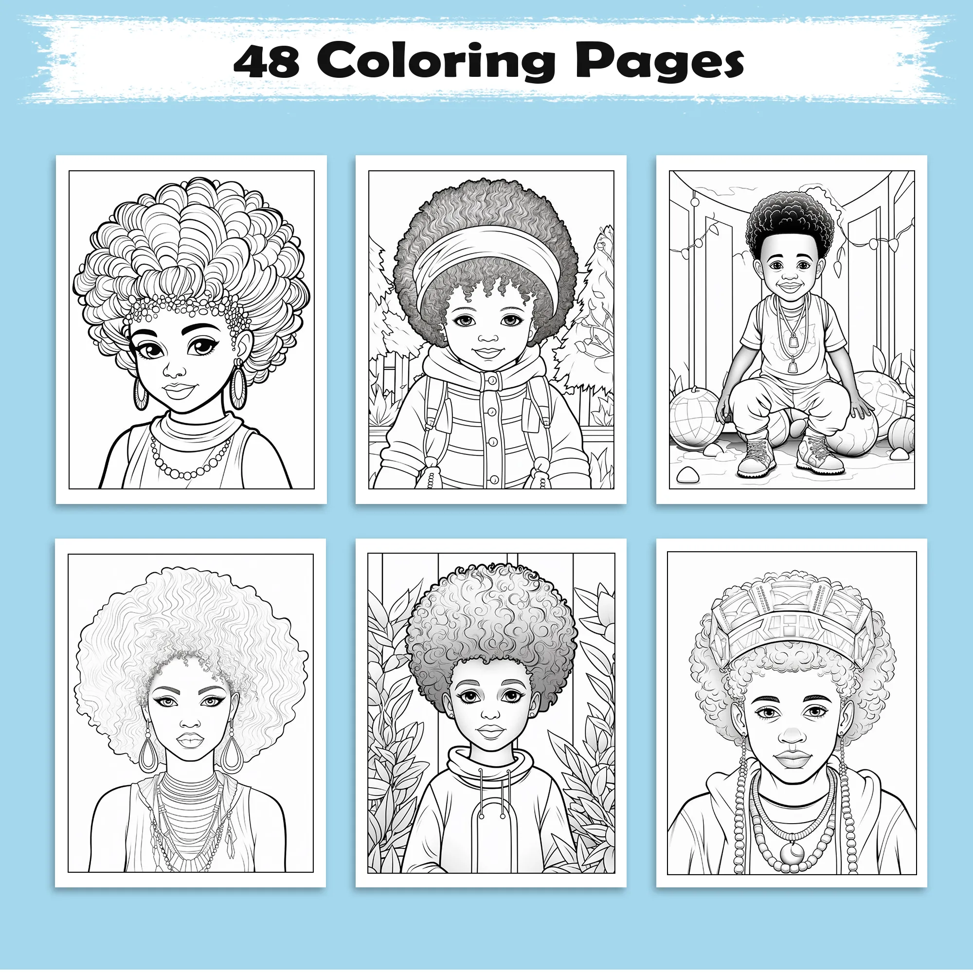 Curly Crown Queens – Black Girl Coloring Pages – 48 Pages – Afro Hair, Style & Confidence – For Kids - image 3