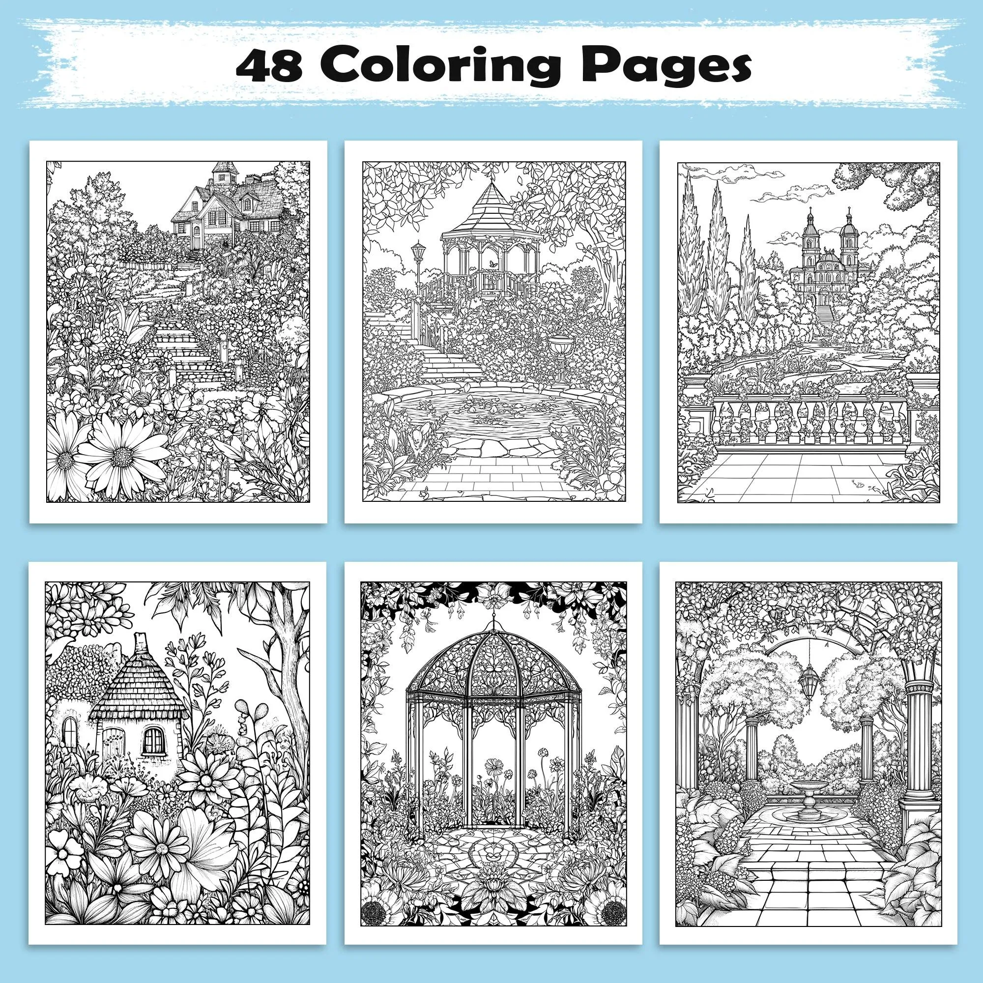 Secret Garden Wonders Coloring Pages – 48 Pages – Beautiful Floral Escape Scenes – For Adults - image 3
