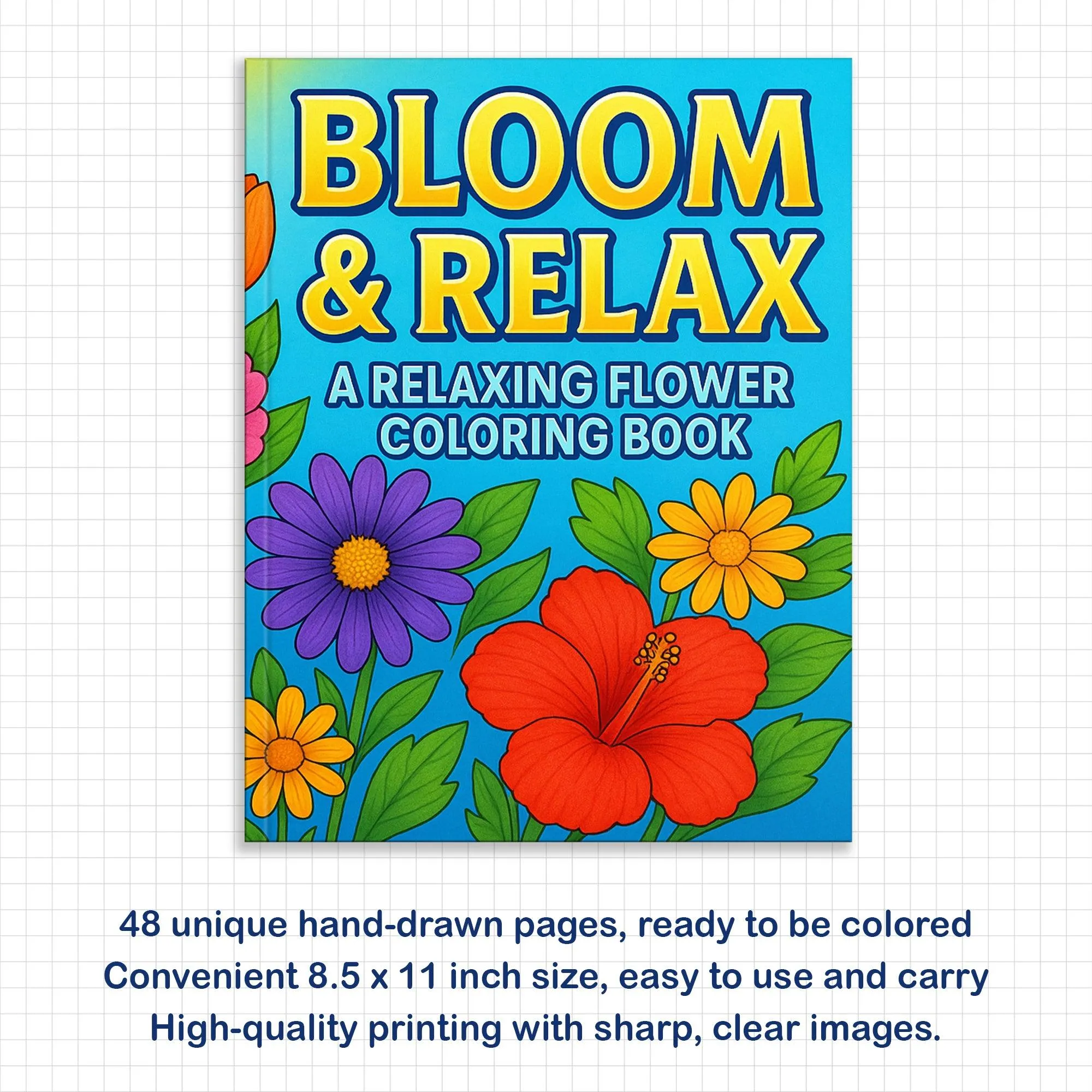 Bloom & Relax – A Relaxing Flower Coloring Book (48 Pages) - image 3