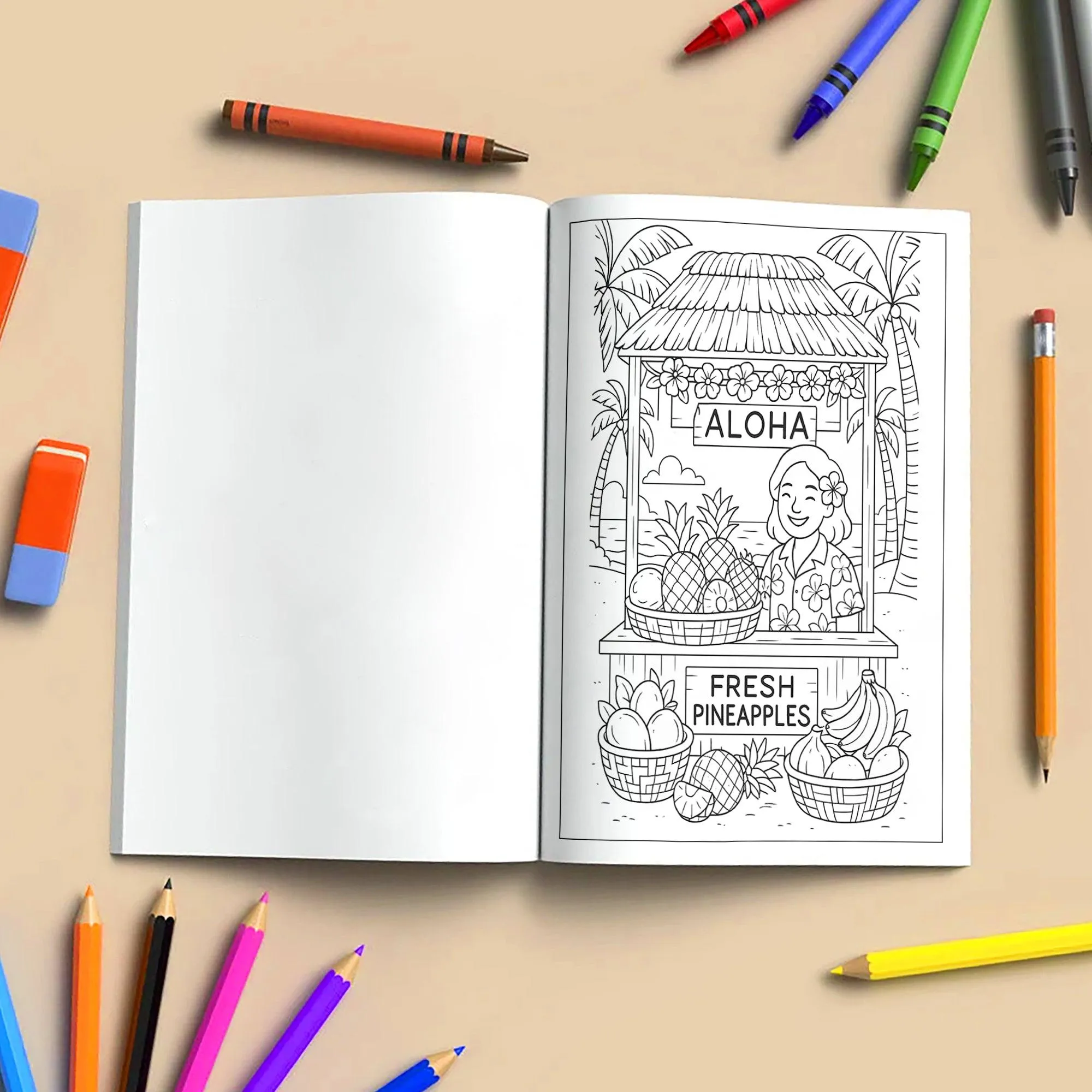 Everyday Hawaii – Hawaii Coloring Pages – 48 Pages – Island Life, Daily Moments, Local Fun – For Kids - image 4