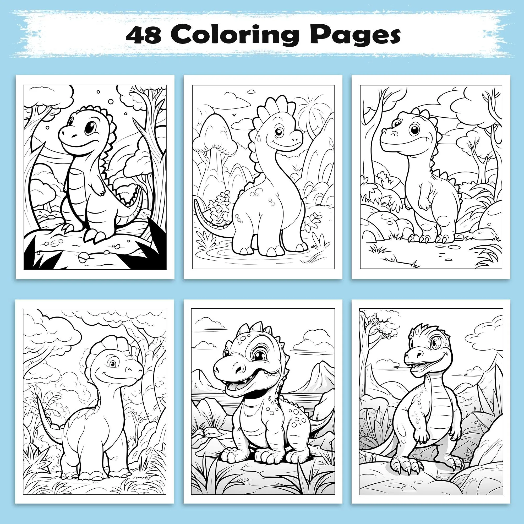 Jurassic Smiles – Friendly Dino Coloring Pages – 48 Pages – Cute Prehistoric Designs – For Kids - image 3