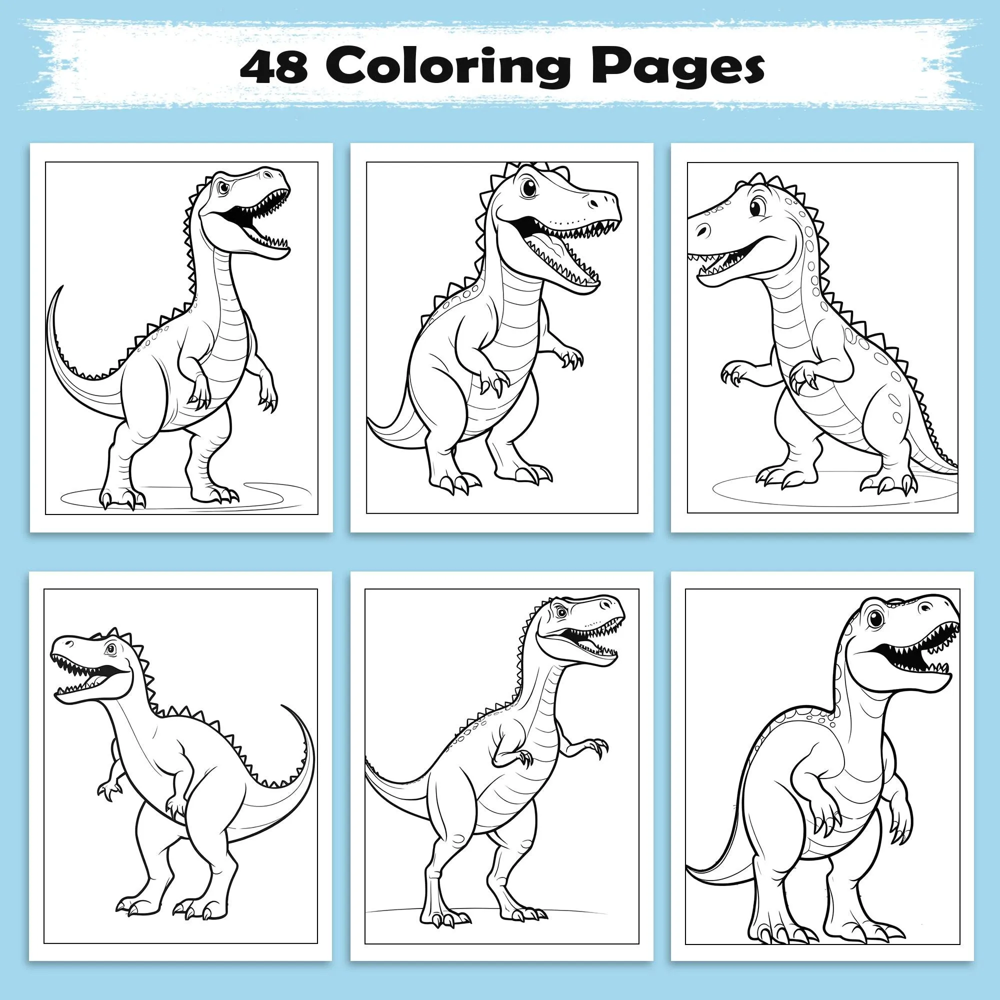 Dino Kingdom Coloring Pages – 48 Pages – Strong and Wild Dinosaur Scenes – For Kids - image 3