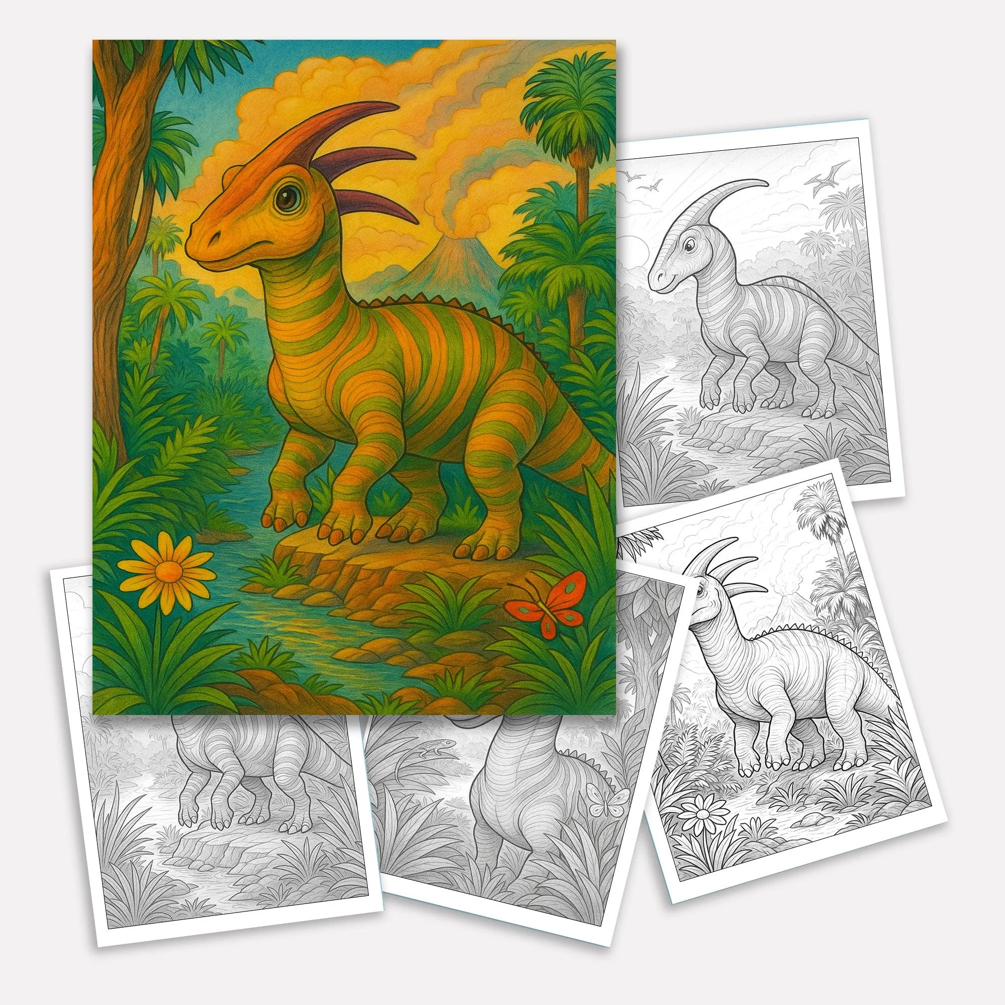 Jurassic Jungle Explorers Coloring Pages – 48 Pages – Detailed, Dynamic, Prehistoric Adventures – For Adults and Teens - image 2