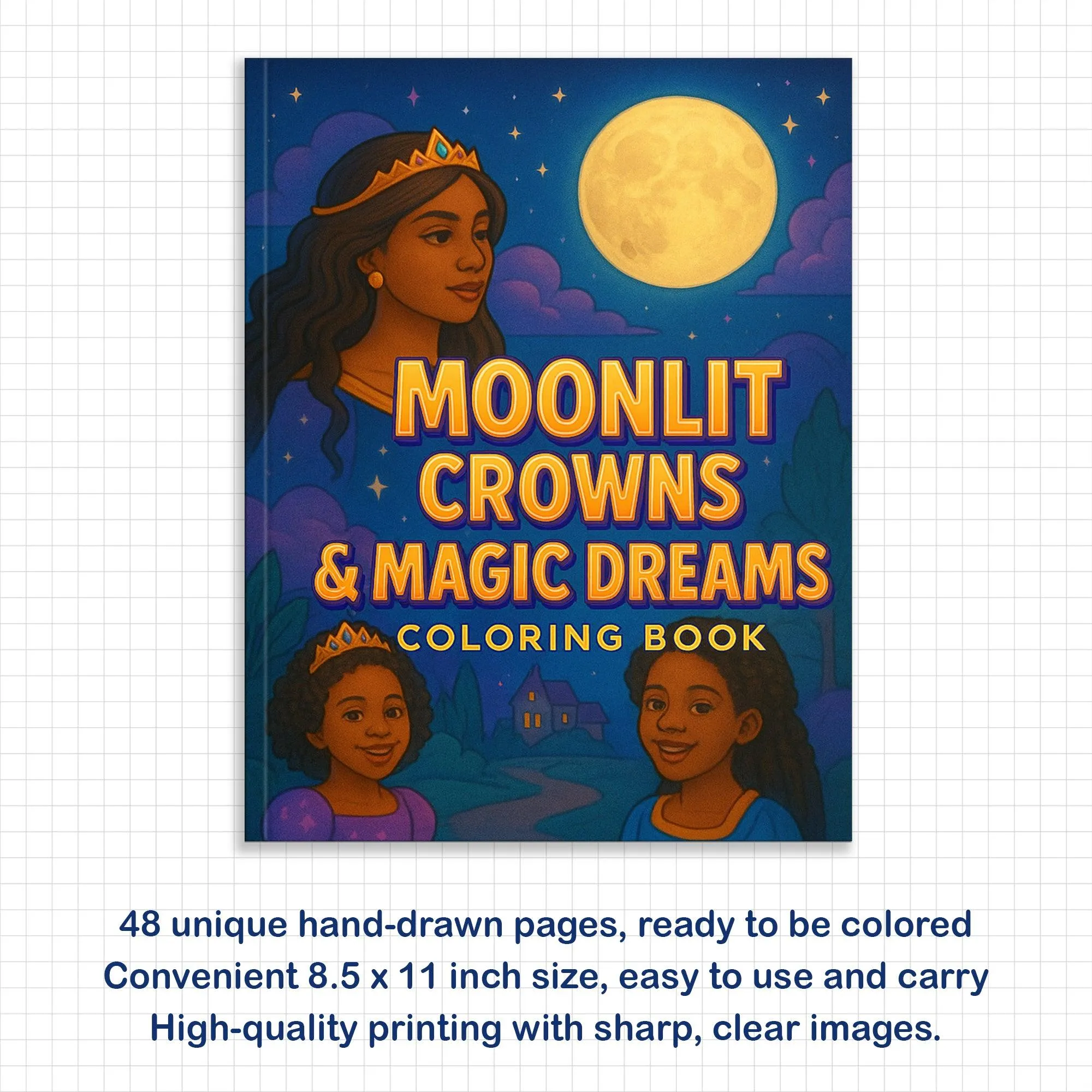 Moonlit Crowns & Magic Dreams Coloring Pages – 48 Fantasy Fairytale Scenes for Kids - image 3