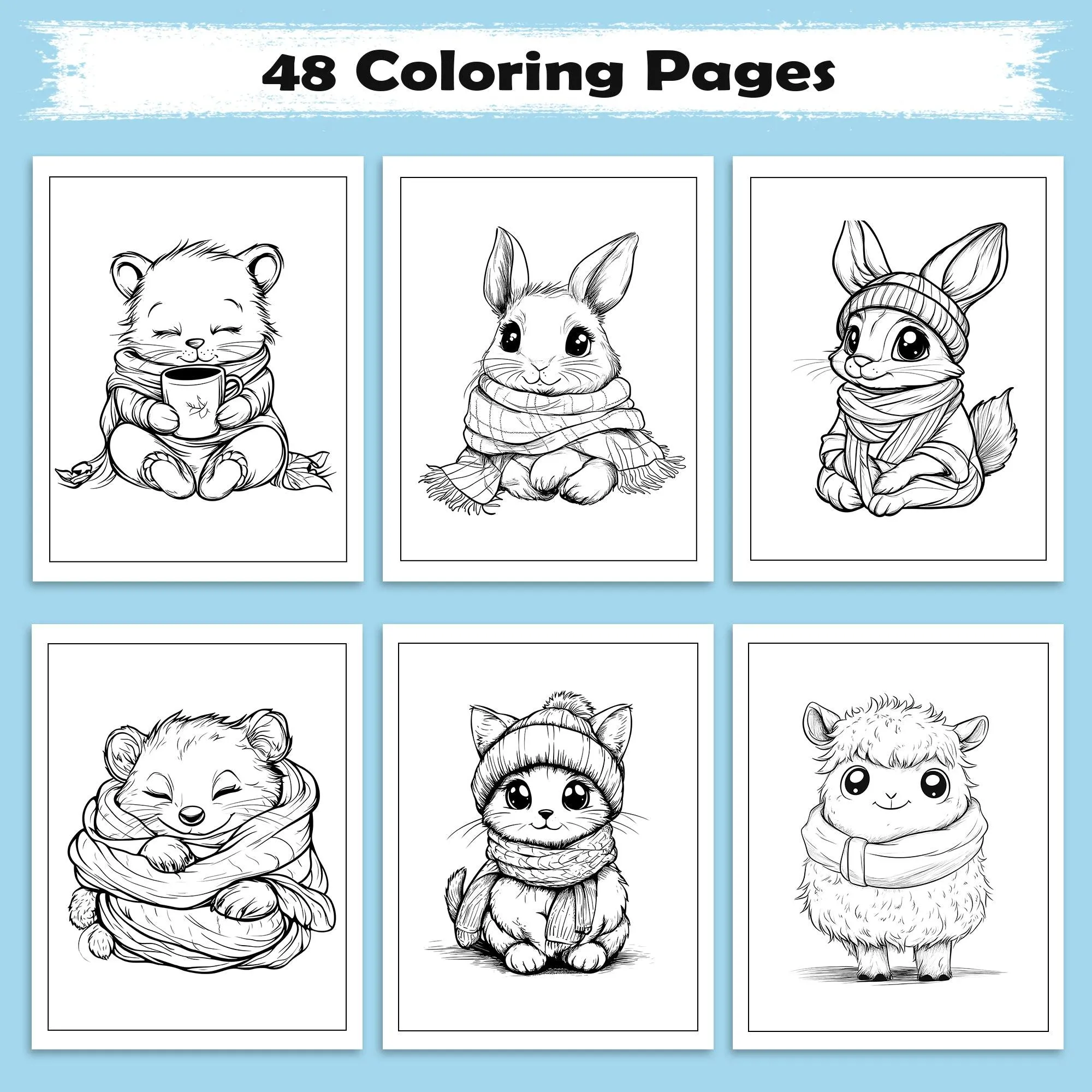 Cozy Critters Coloring Pages – 48 Pages – Cute Animals in Cozy Scenes – For Kids - image 3