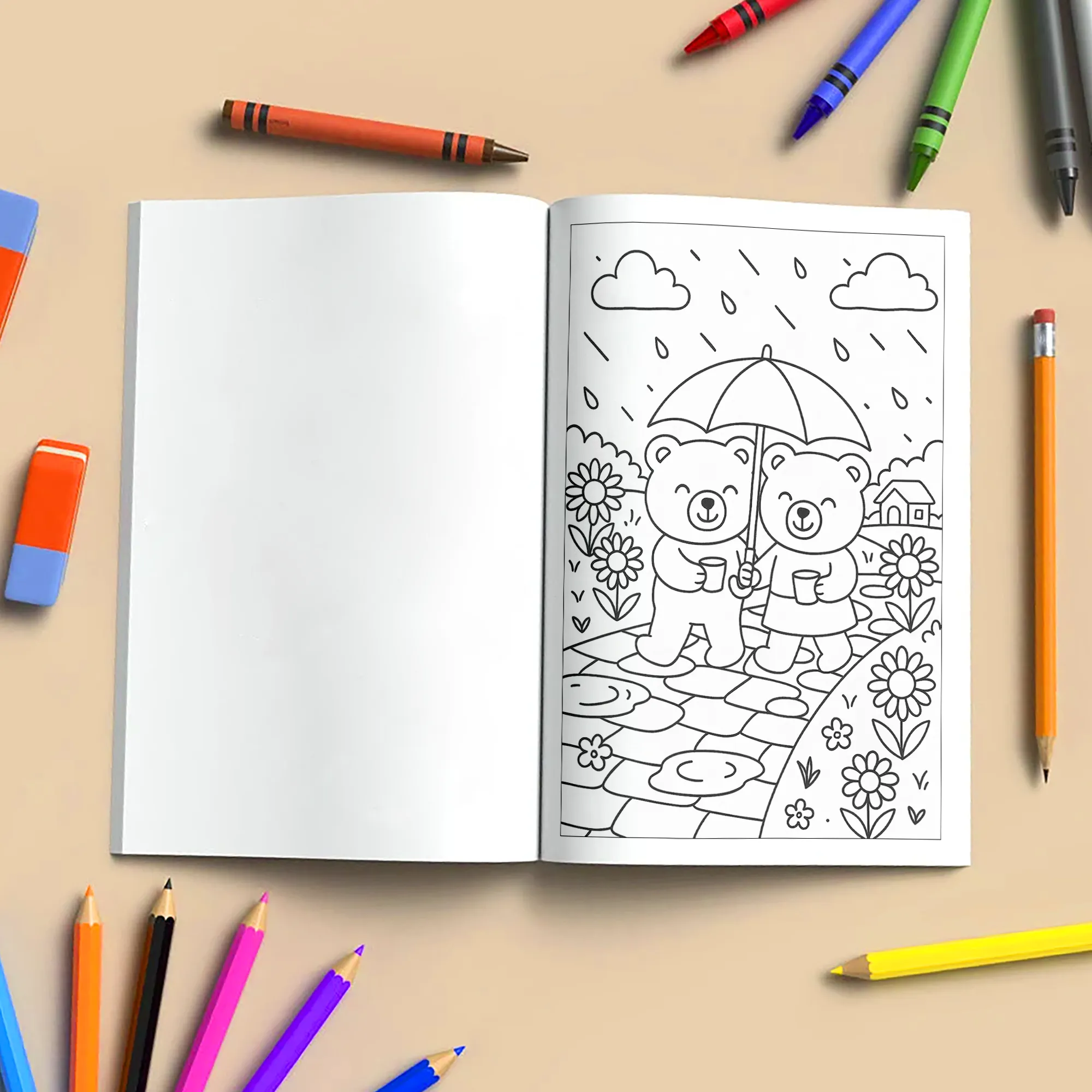 Teddy Love Story – Animal Coloring Pages – 48 Pages – Cute, Cozy, Heartwarming Moments – For Kids - image 5