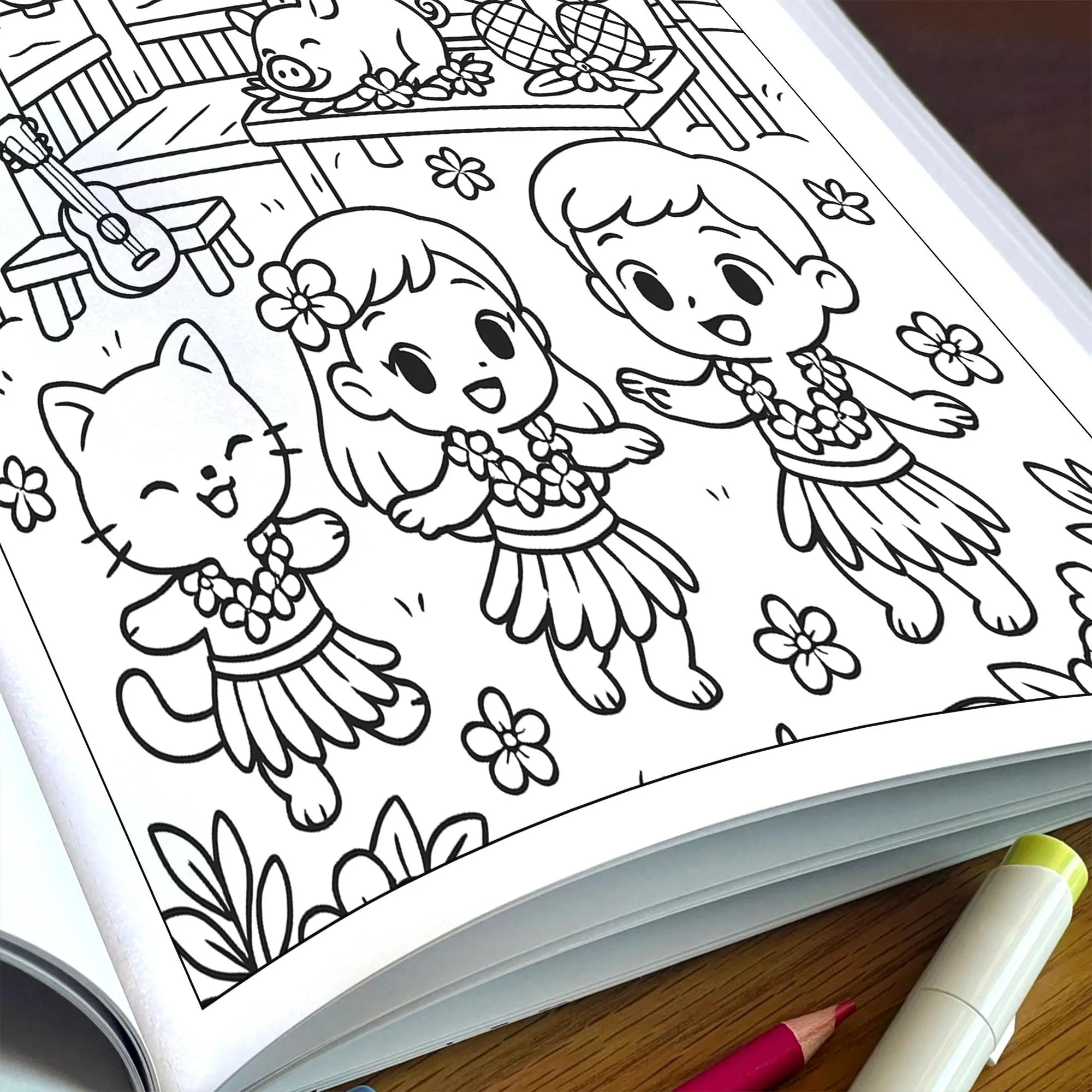 Cozy Tiki Days in Hawaii Coloring Pages – 48 Relaxing Tropical Island Scenes – For Kids - image 6
