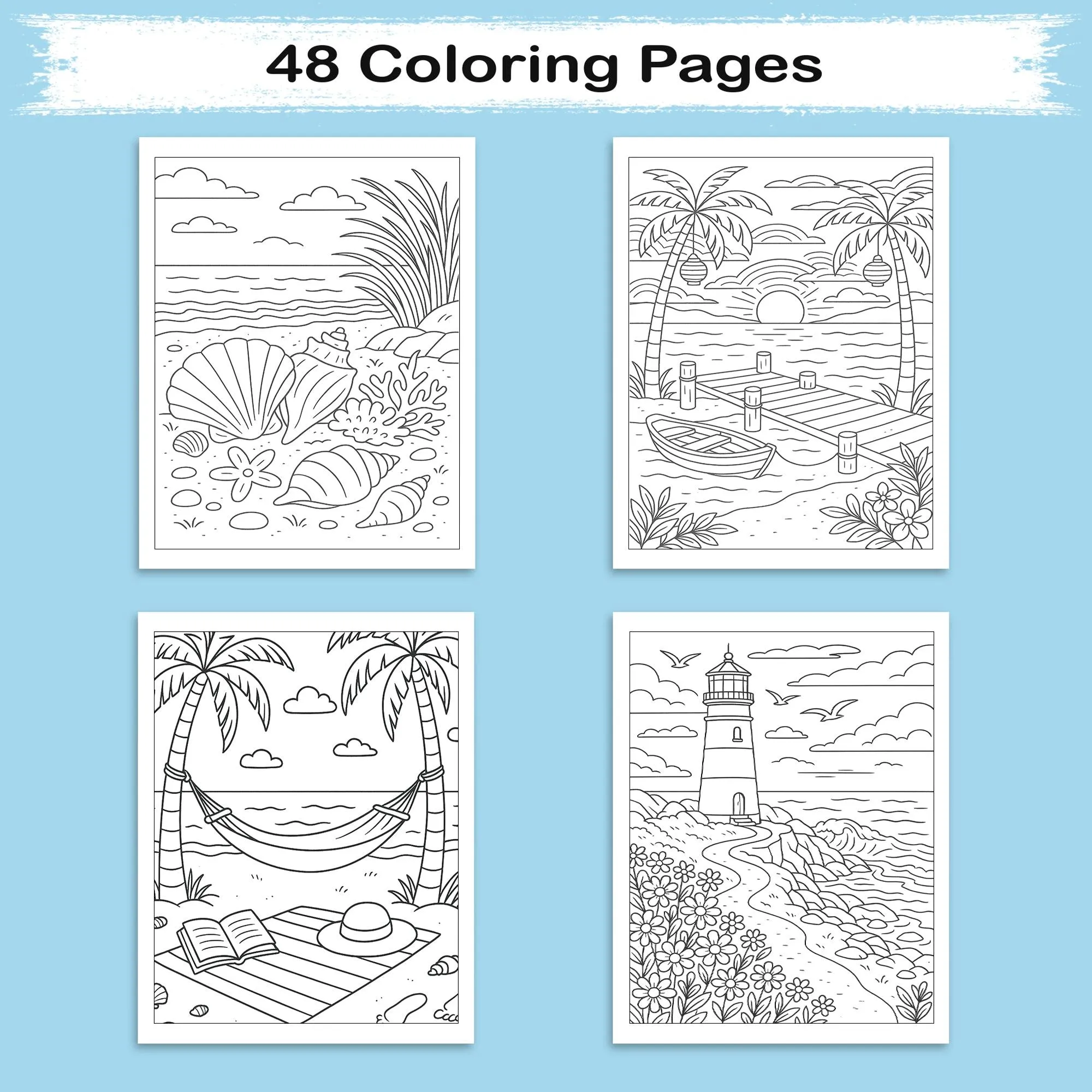 Peaceful Hawaii Views – Hawaii Coloring Pages – 48 Pages – Calming, Scenic, Island Moments – For Adults - image 3