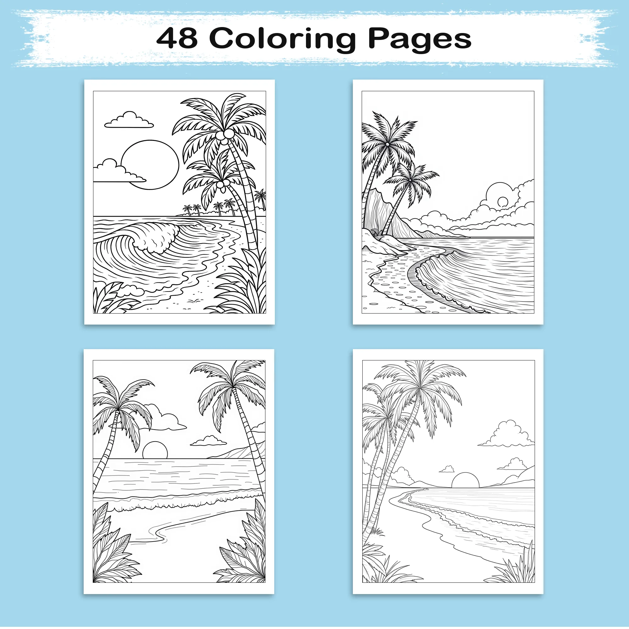 Hawaiian Paradise Views Coloring Pages – 48 Pages – Scenic, Relaxing, Tropical Vibes – For Adults - image 5