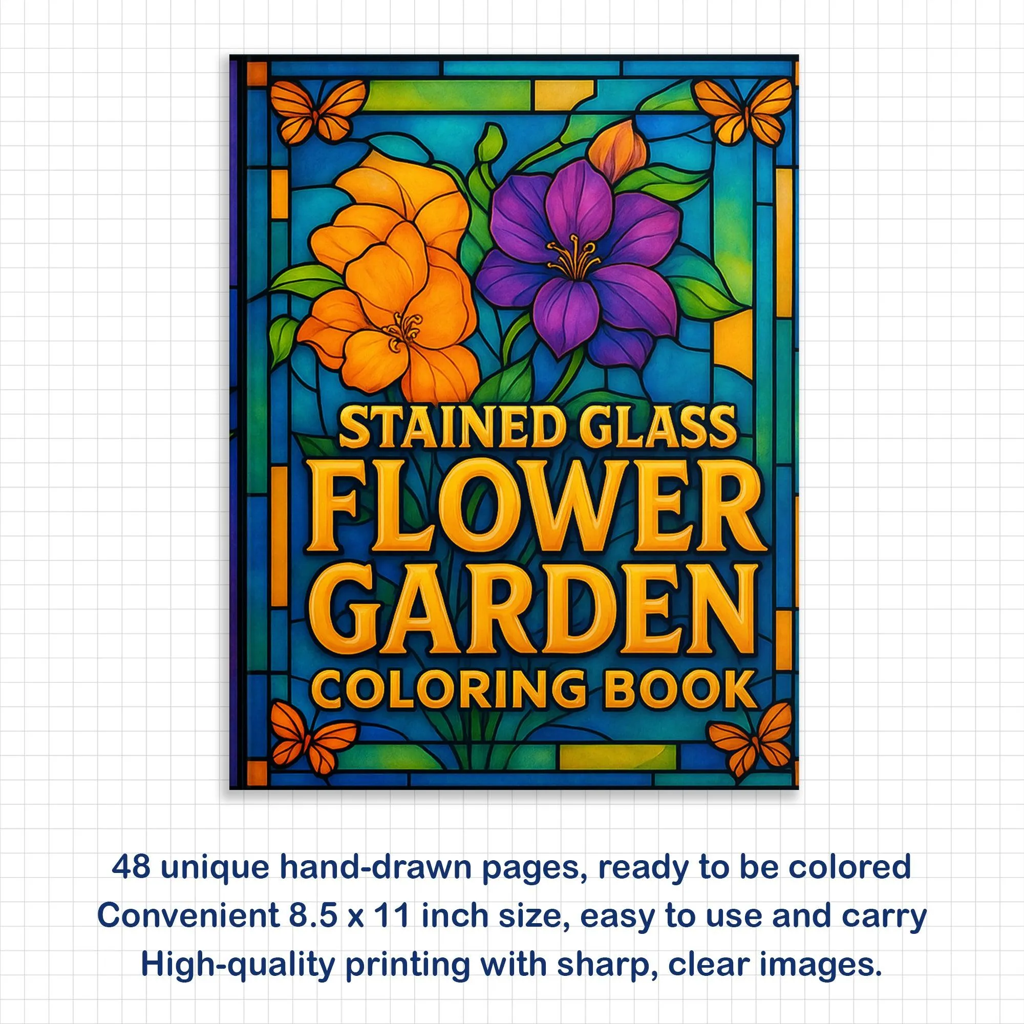 Stained Glass Flower Garden Coloring Pages – 60 Intricate Floral Designs for Adults - image 3