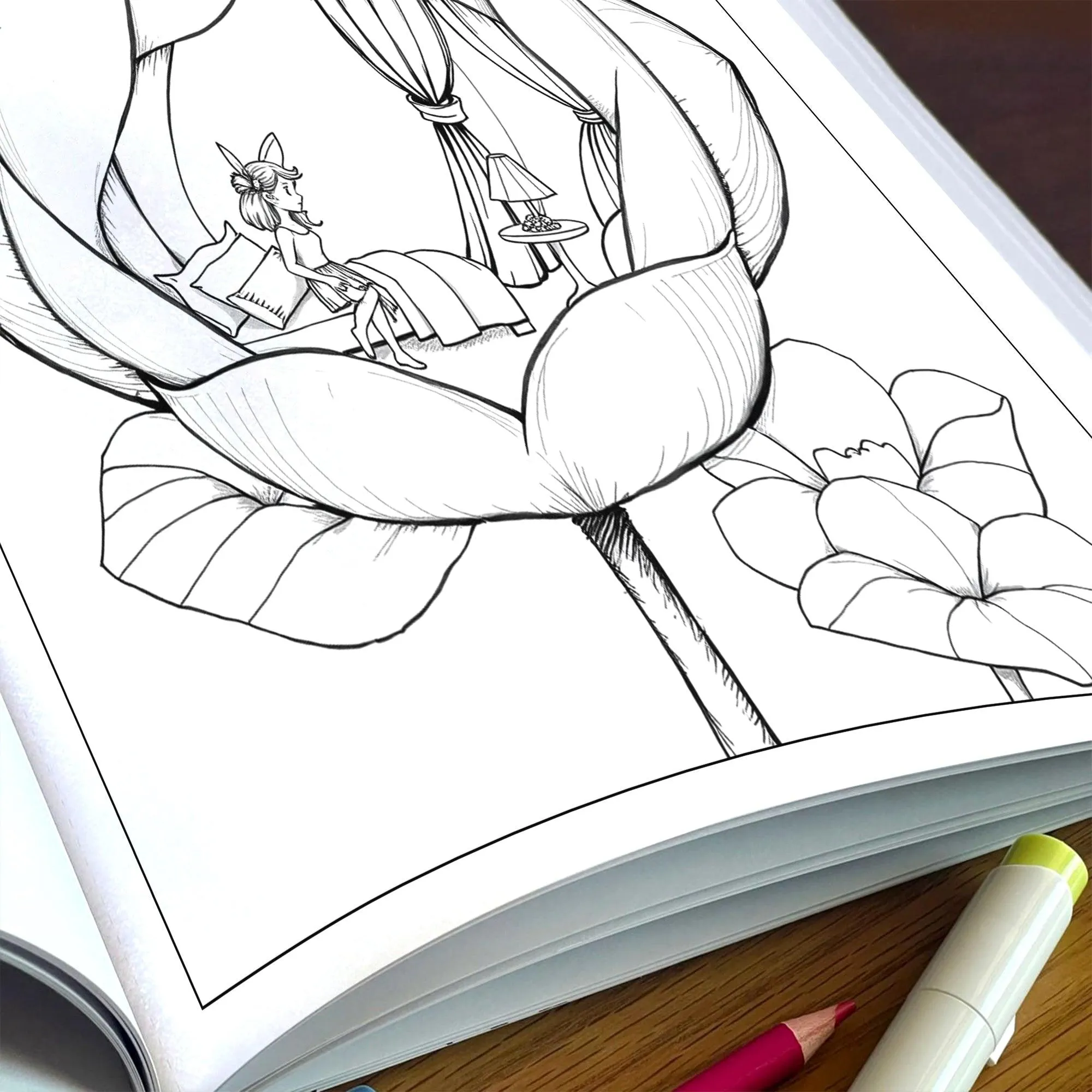 Fairies of the Lotus Bloom – Coloring Pages – 48 Magical Flower Scenes – For Kids and Adults - image 6