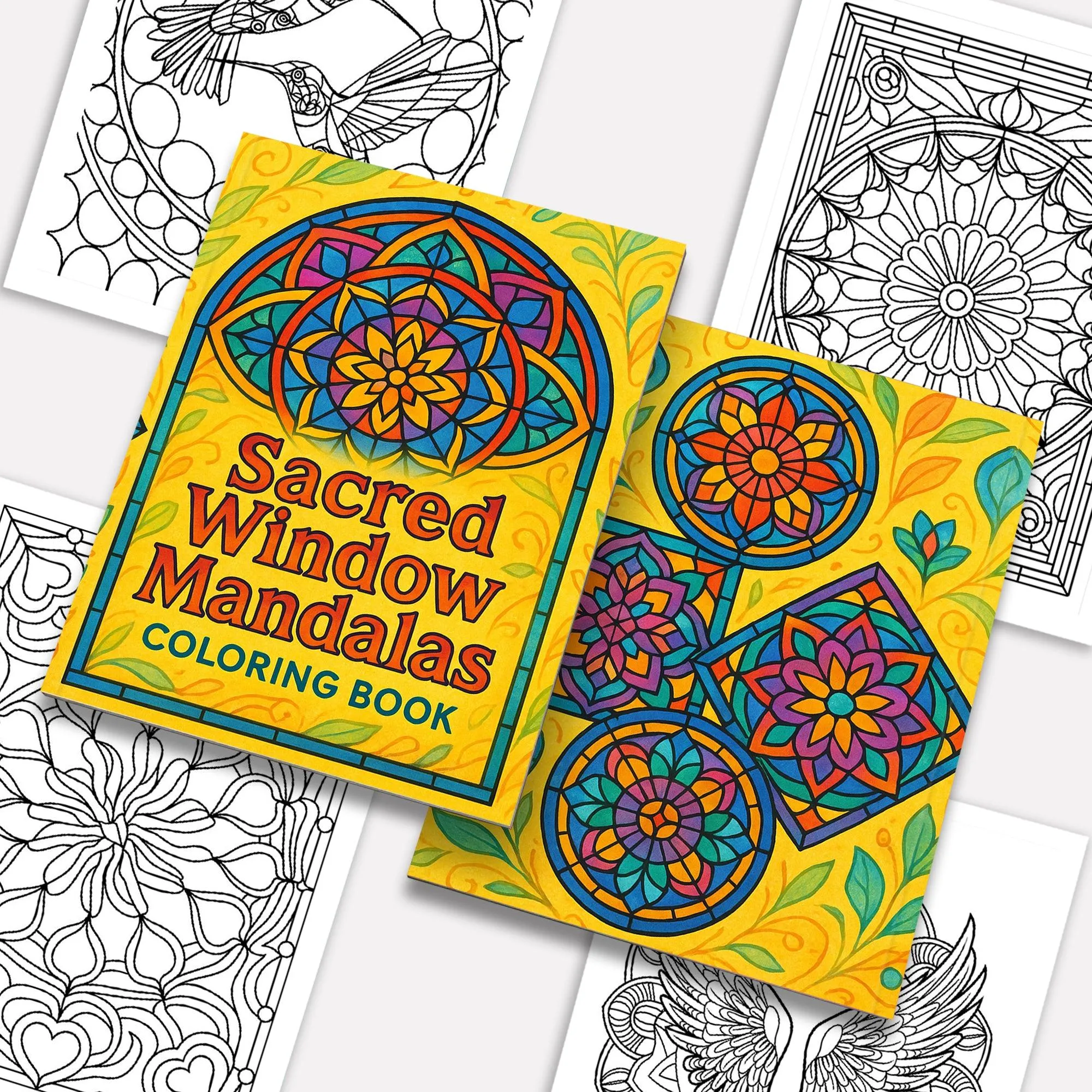 Sacred Window Mandalas – Stained Glass Mandala Coloring Pages – 48 Pages – Bold, Geometric, Radiant Patterns – For Adults