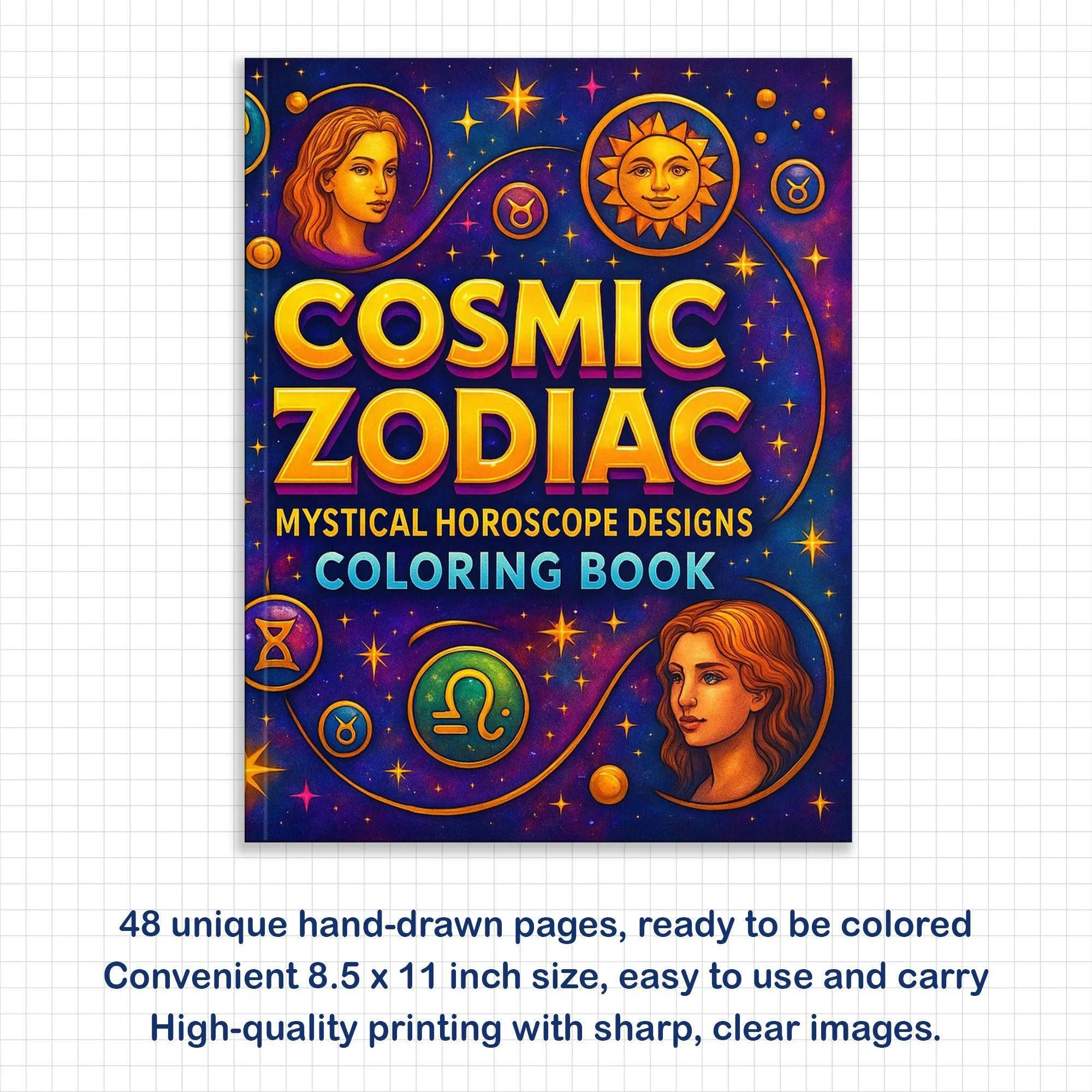 Cosmic Zodiac Coloring Pages – 48 Detailed Horoscope & Planet Artworks – For Adults - image 2
