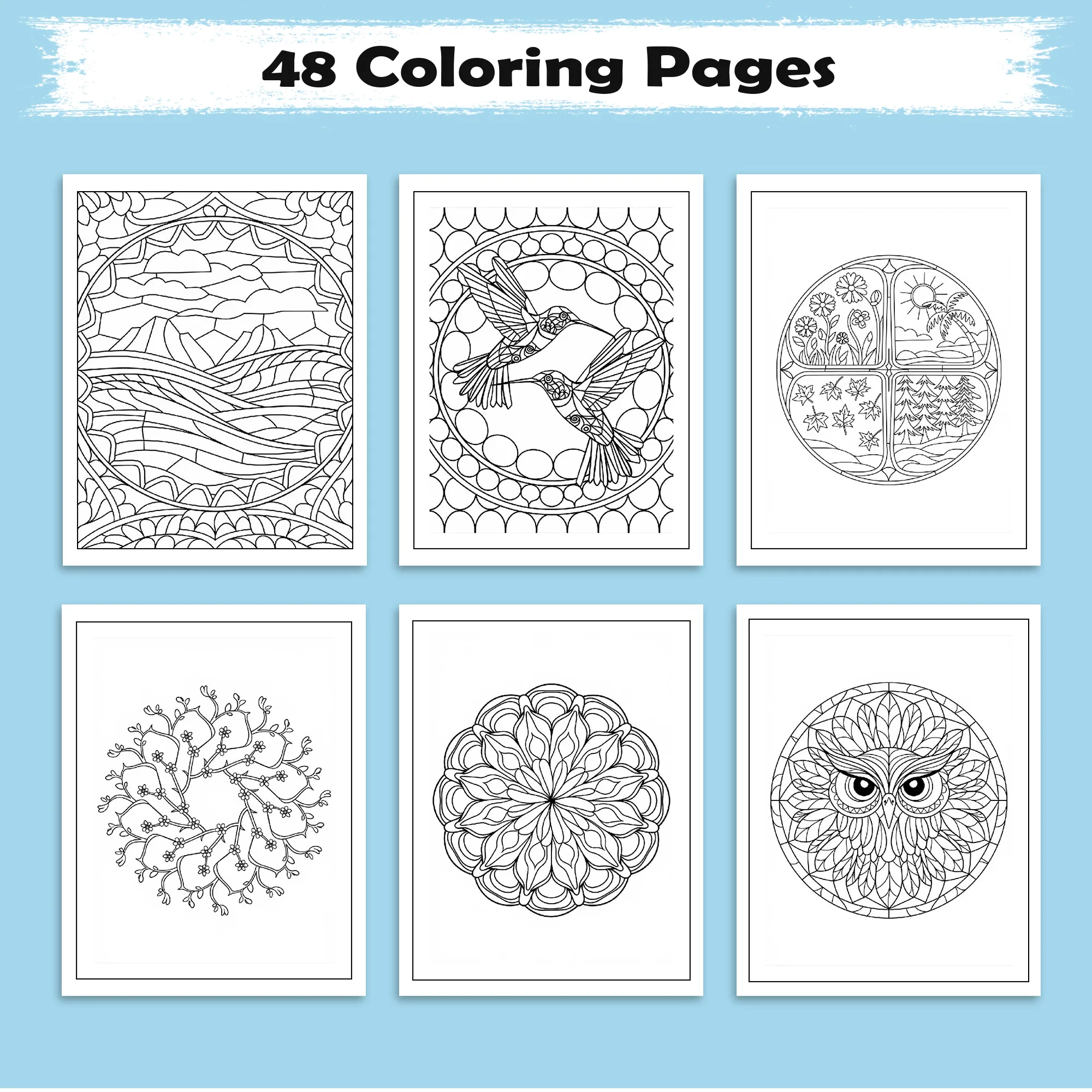 Nature Mandala Reflections Coloring Pages – 48 Intricate Designs for Adults - image 3