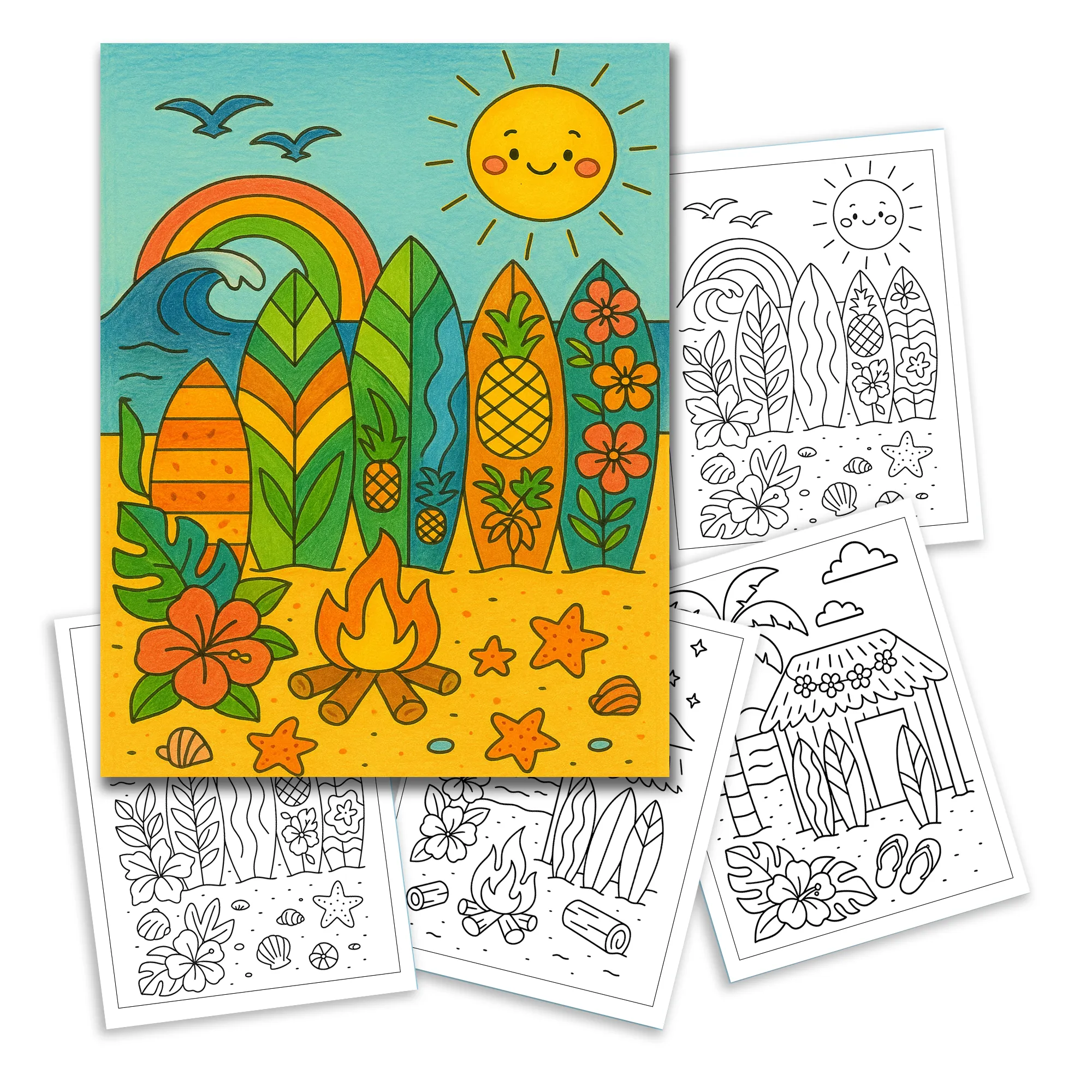 Tropical Surf Party Coloring Pages – 48 Fun Designs for Kids - image 2