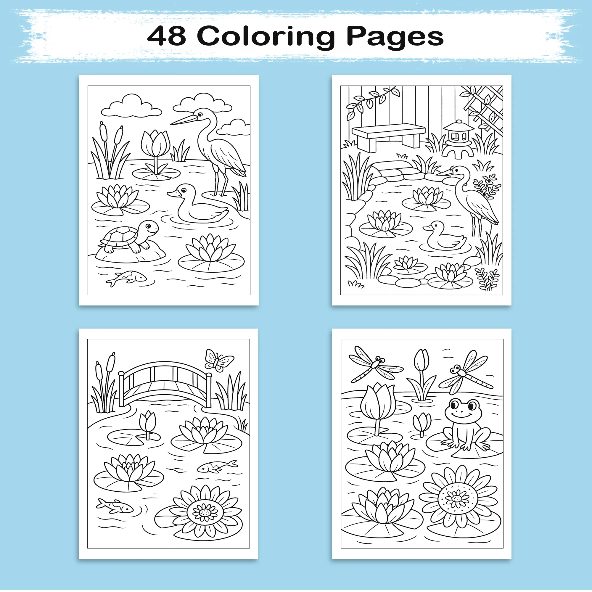 Lily Pond Dreams – Flower Coloring Pages – 48 Pages – Peaceful, Nature-Inspired, Water Garden Art – For Adults - image 3