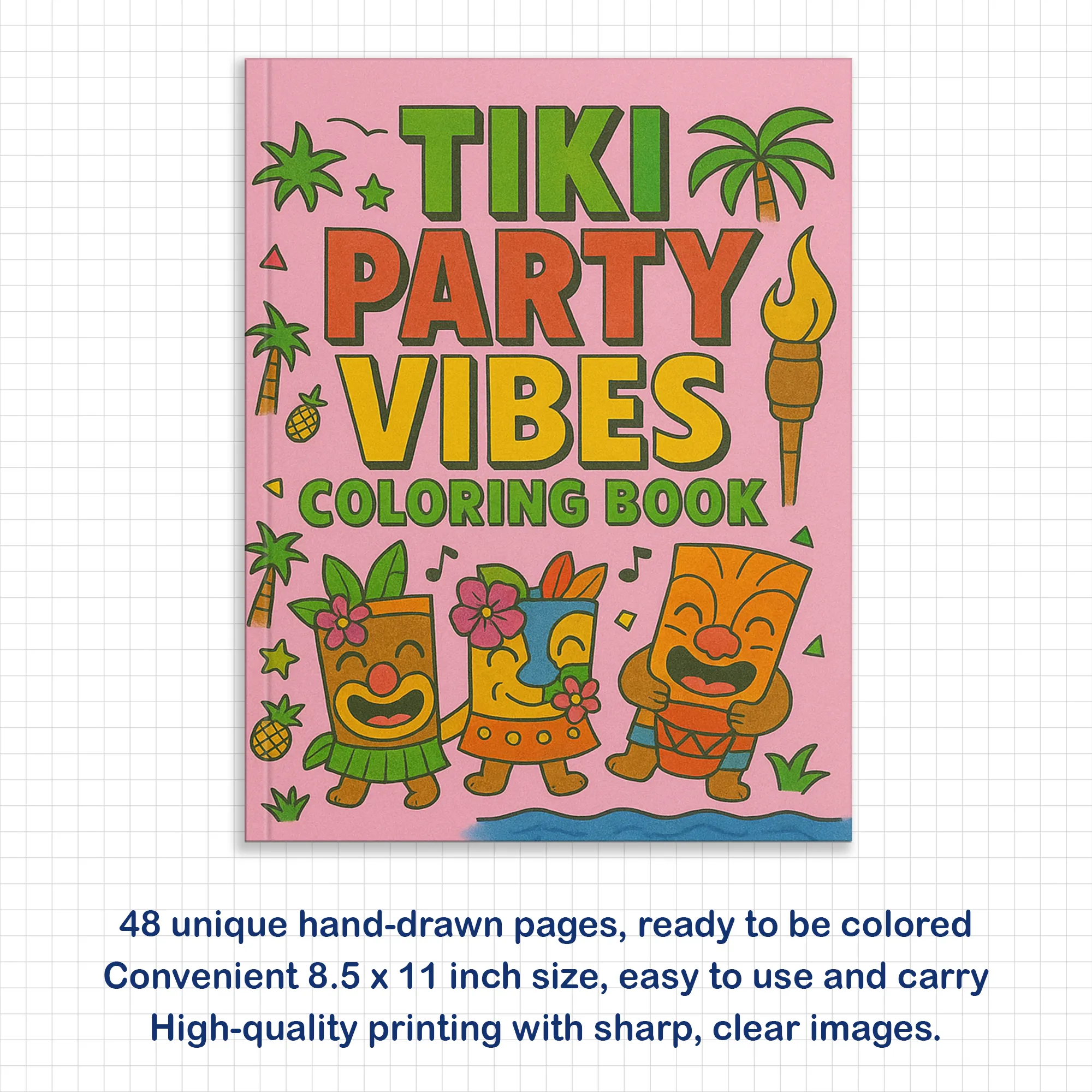 Tiki Party Vibes Coloring Pages – 48 Pages – Fun, Playful, Luau Adventures – For Kids - image 4