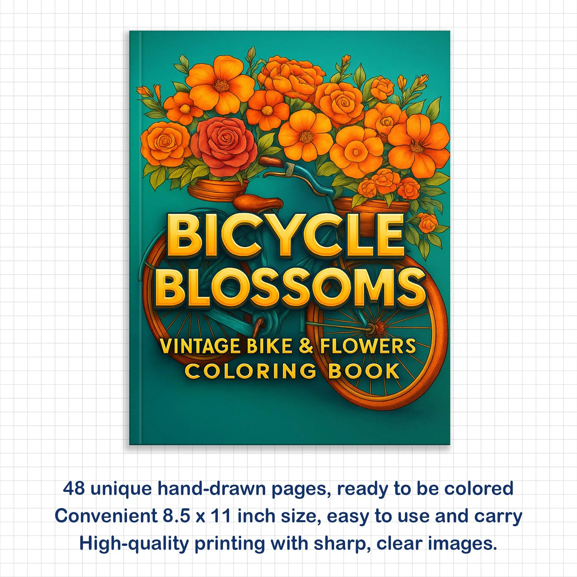 Bicycle Blossoms Coloring Pages – 48 Beautiful Bike & Floral Sheets – For Adults - image 2
