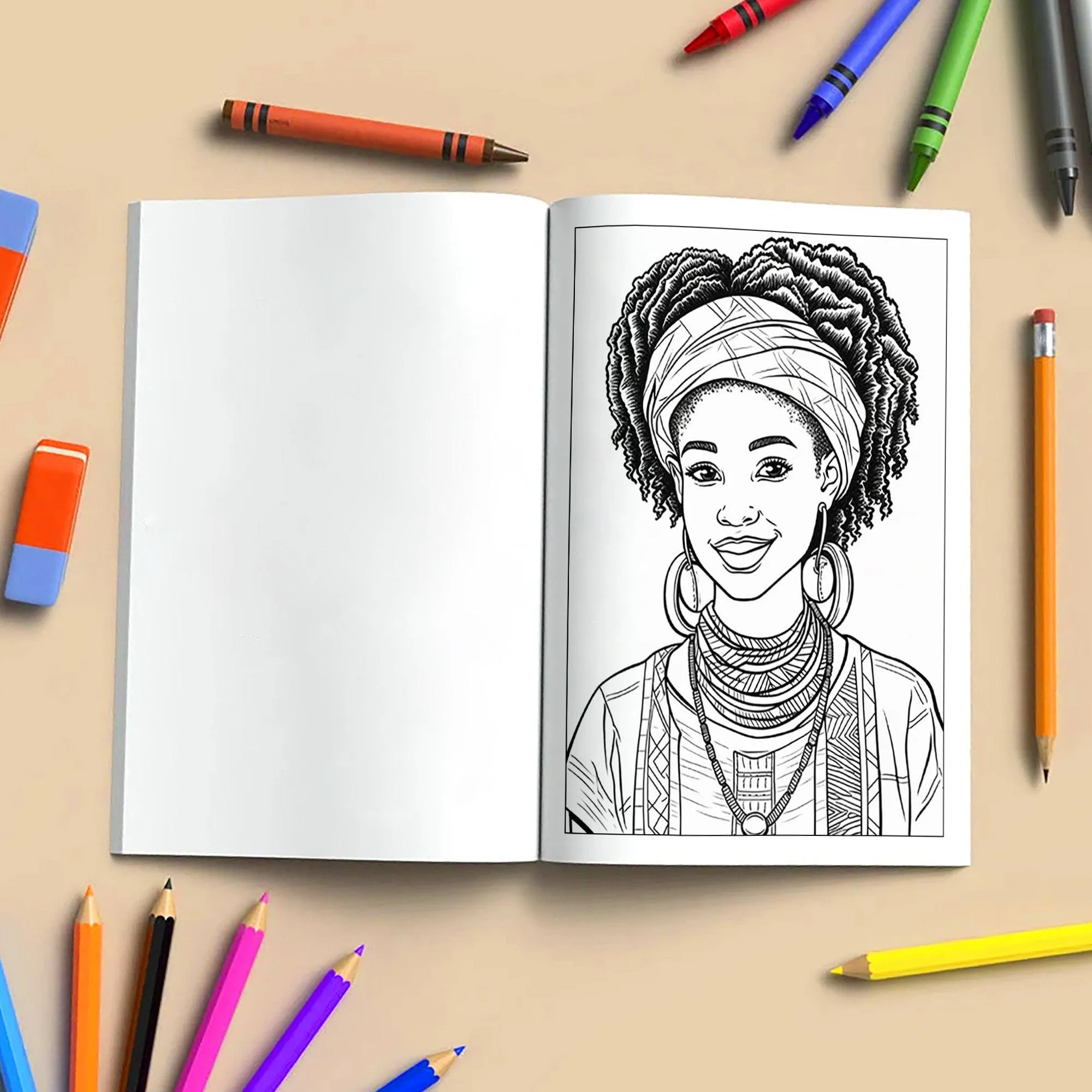 Black Beauty Blooms Coloring Pages – 48 Elegant Portraits of Black Girls for Adults - image 4