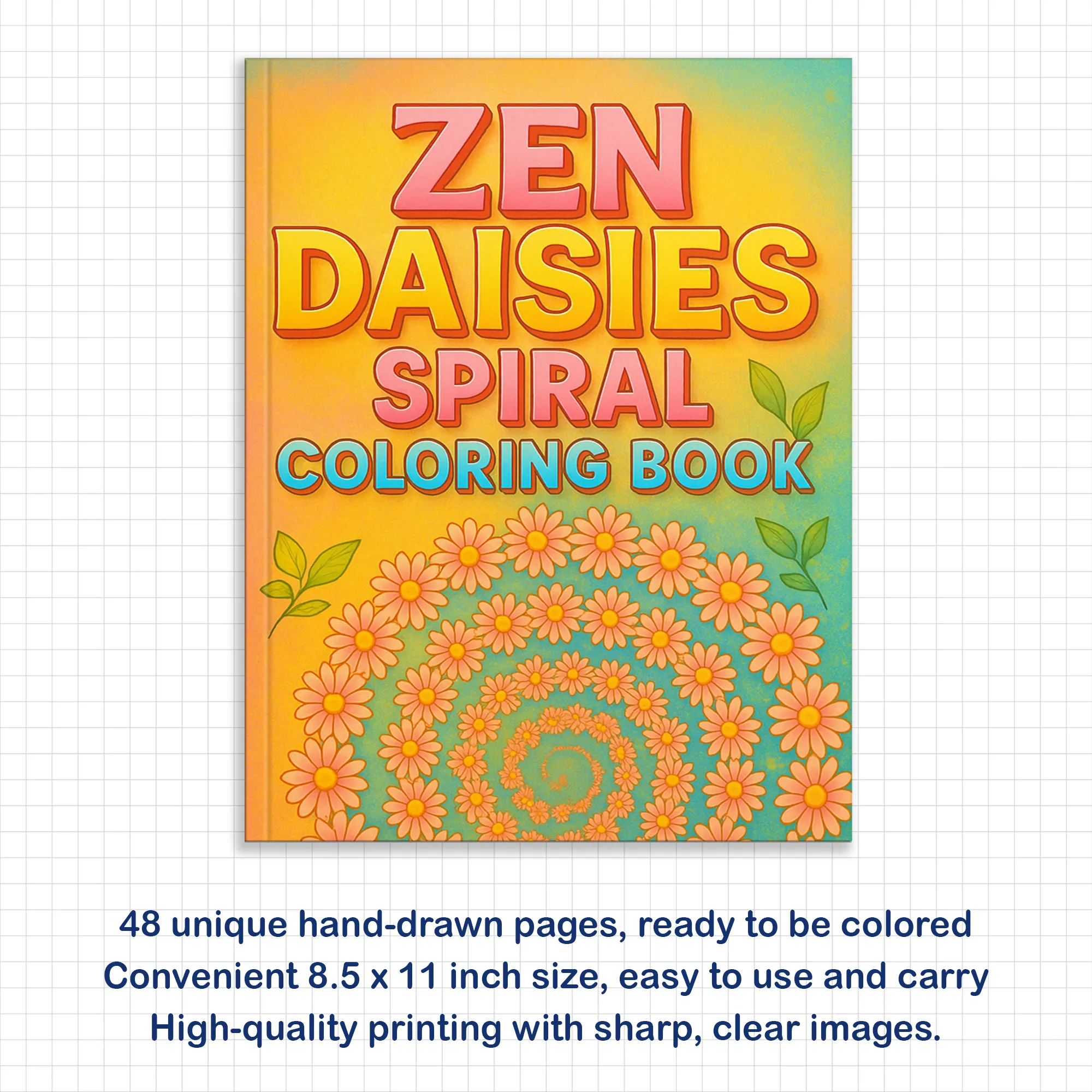 Zen Daisies Spiral – Flower Coloring Pages – 48 Pages – Meditative, Botanical, Mindful Patterns – For Adults - image 4