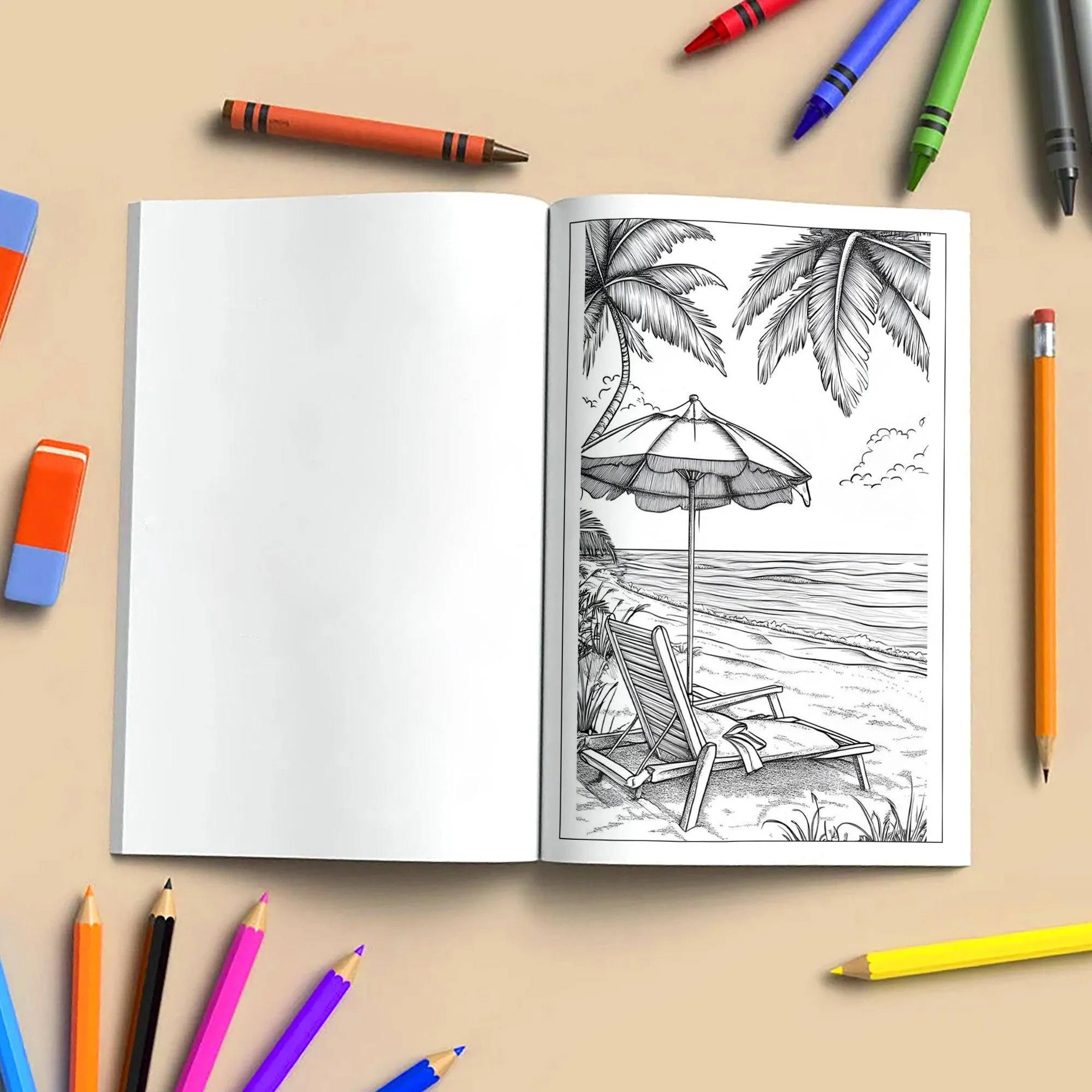 Tropical Calm Coloring Pages – 48 Peaceful Hawaii Coastline Illustrations for Adults - image 4