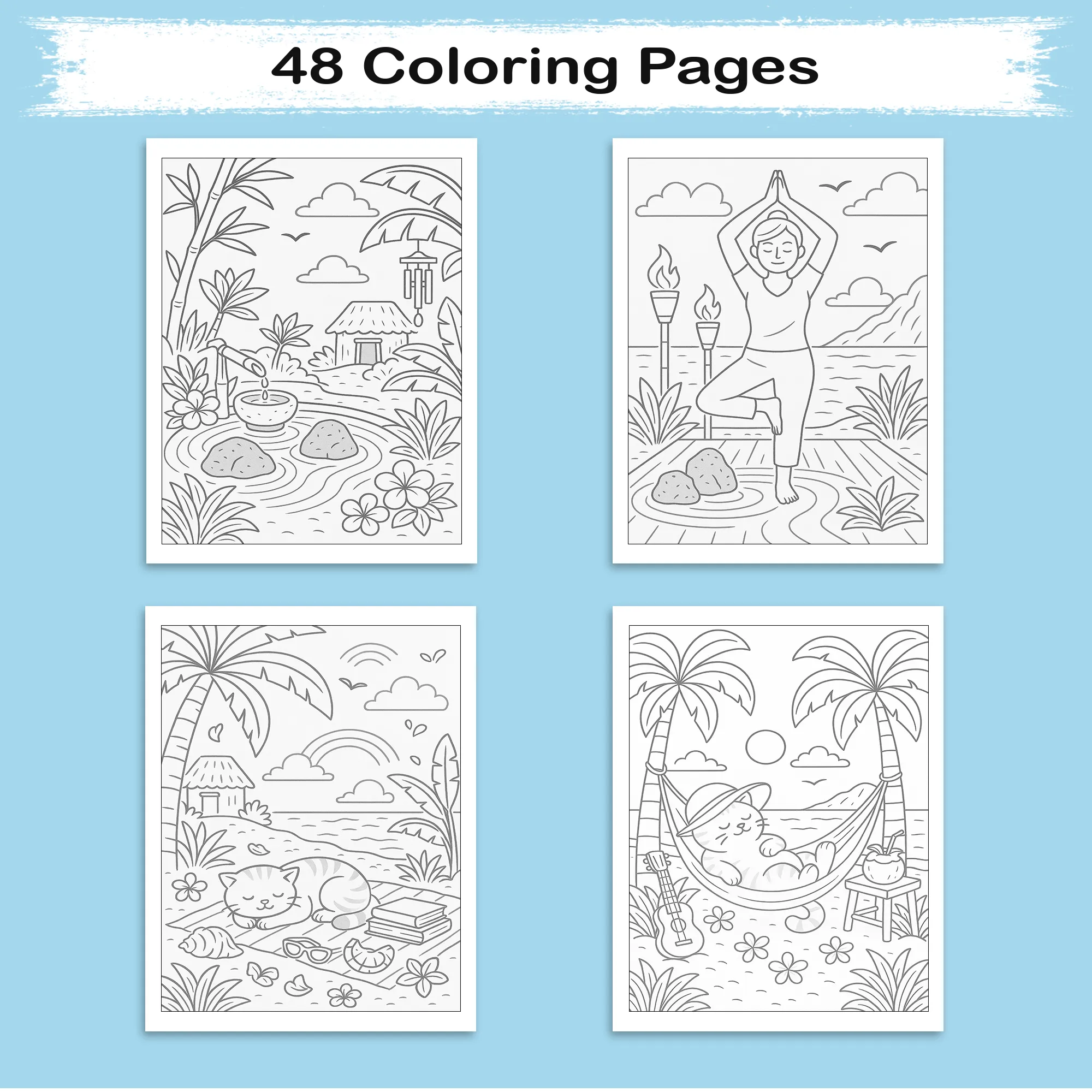 Zen Hawaii Coloring Pages – 48 Peaceful Island Life Scenes for Adults - image 3