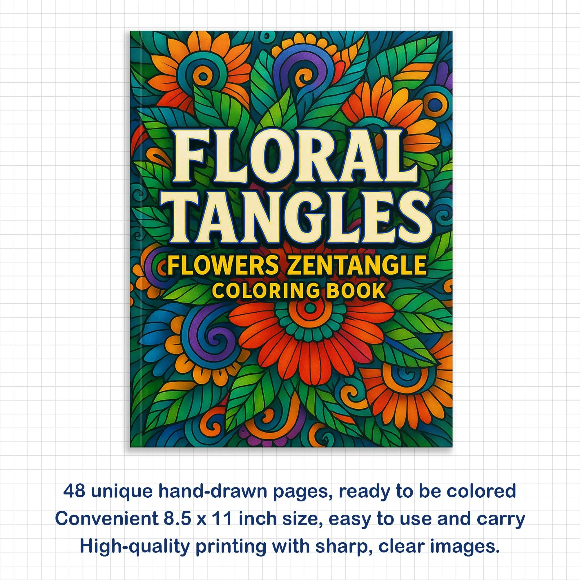 Floral Tangles – Flowers Zentangle Coloring Pages – 48 Pages – Abstract, Relaxing, Intricate Line Art – For Adults - image 3