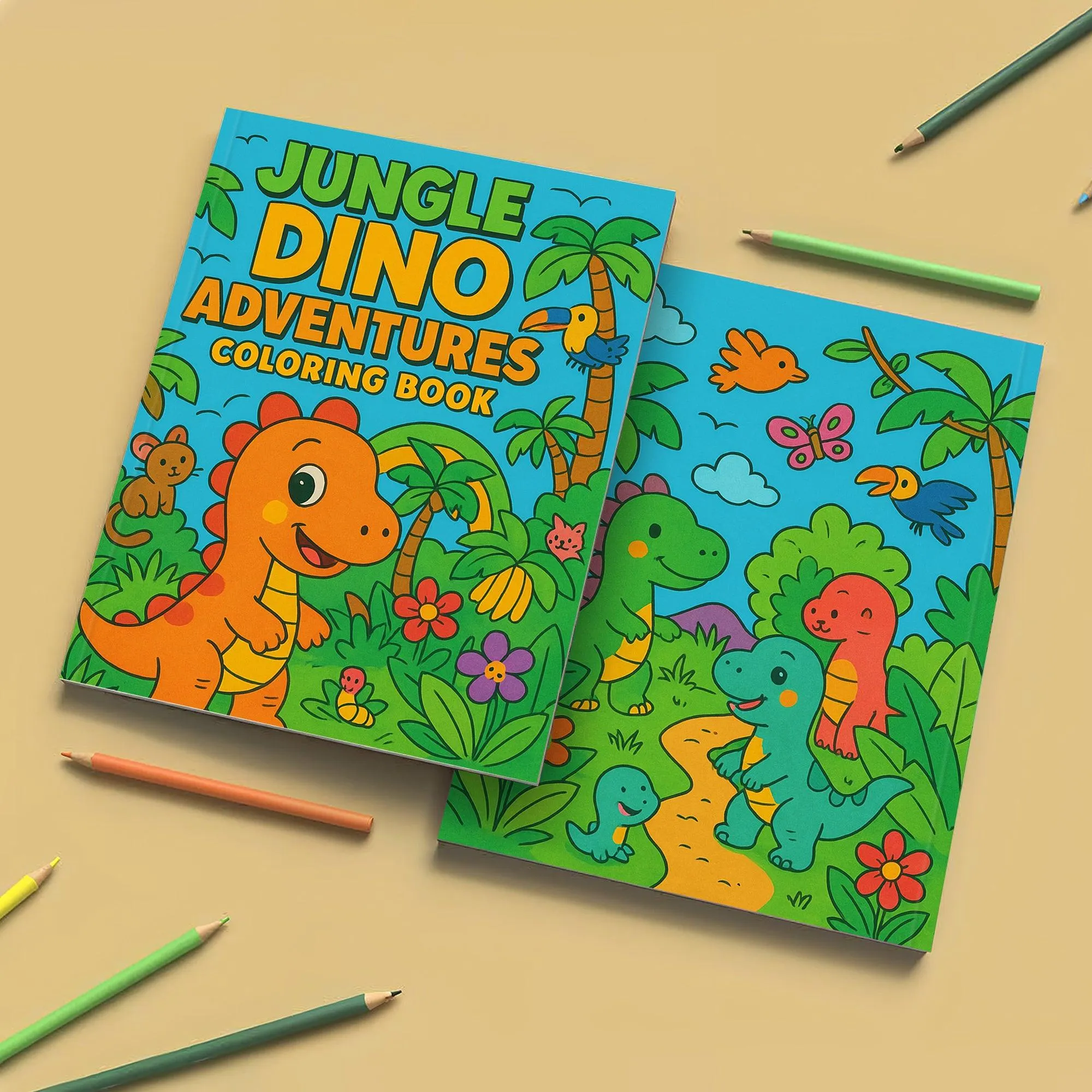 Jungle Dino Adventures Coloring Pages – 48 Pages – Fun, Wild, Prehistoric Jungle Scenes – For Kids - image 3