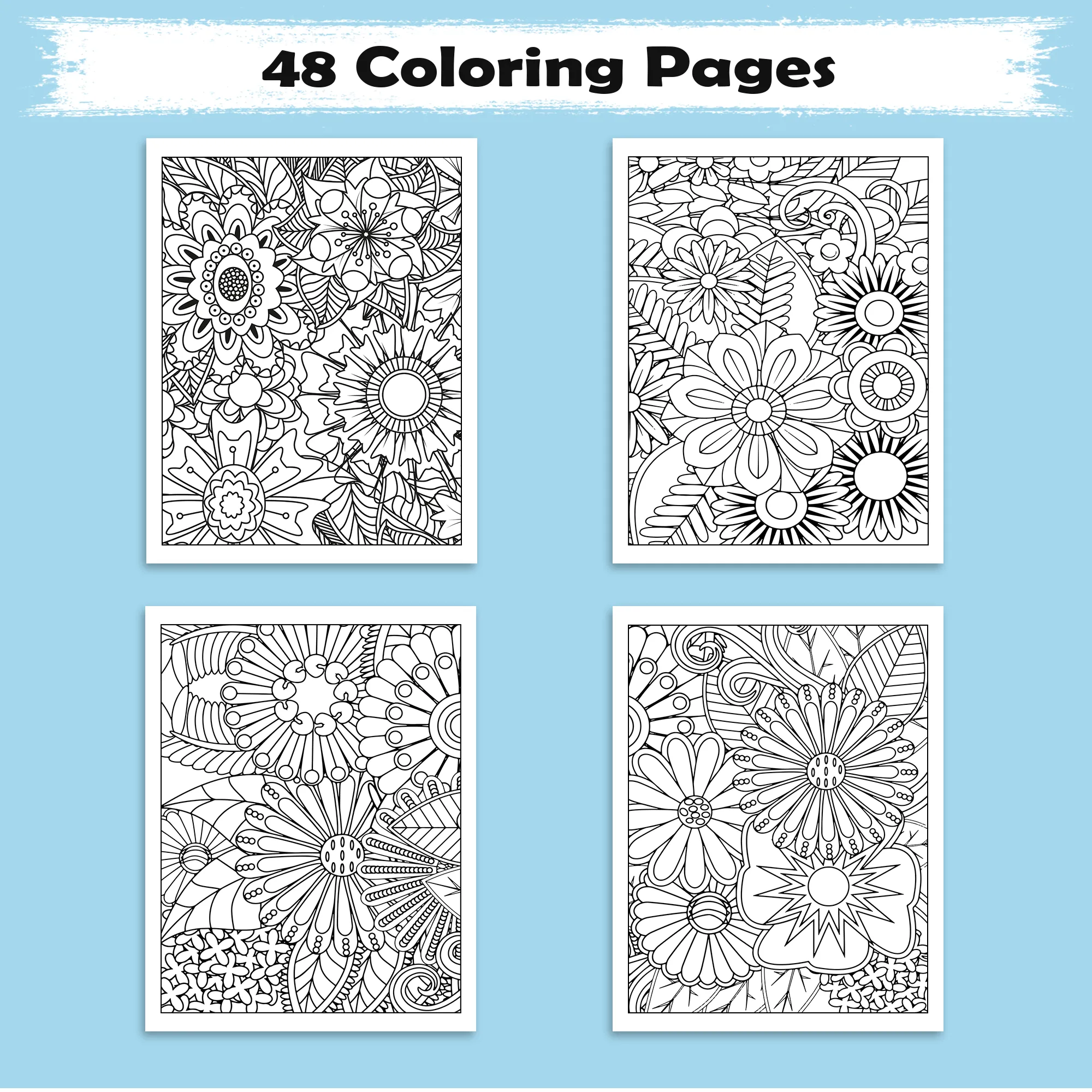 Floral Whimsy Escape – Flower Coloring Pages – 48 Pages – Intricate Blooms & Patterns – For Adults - image 3