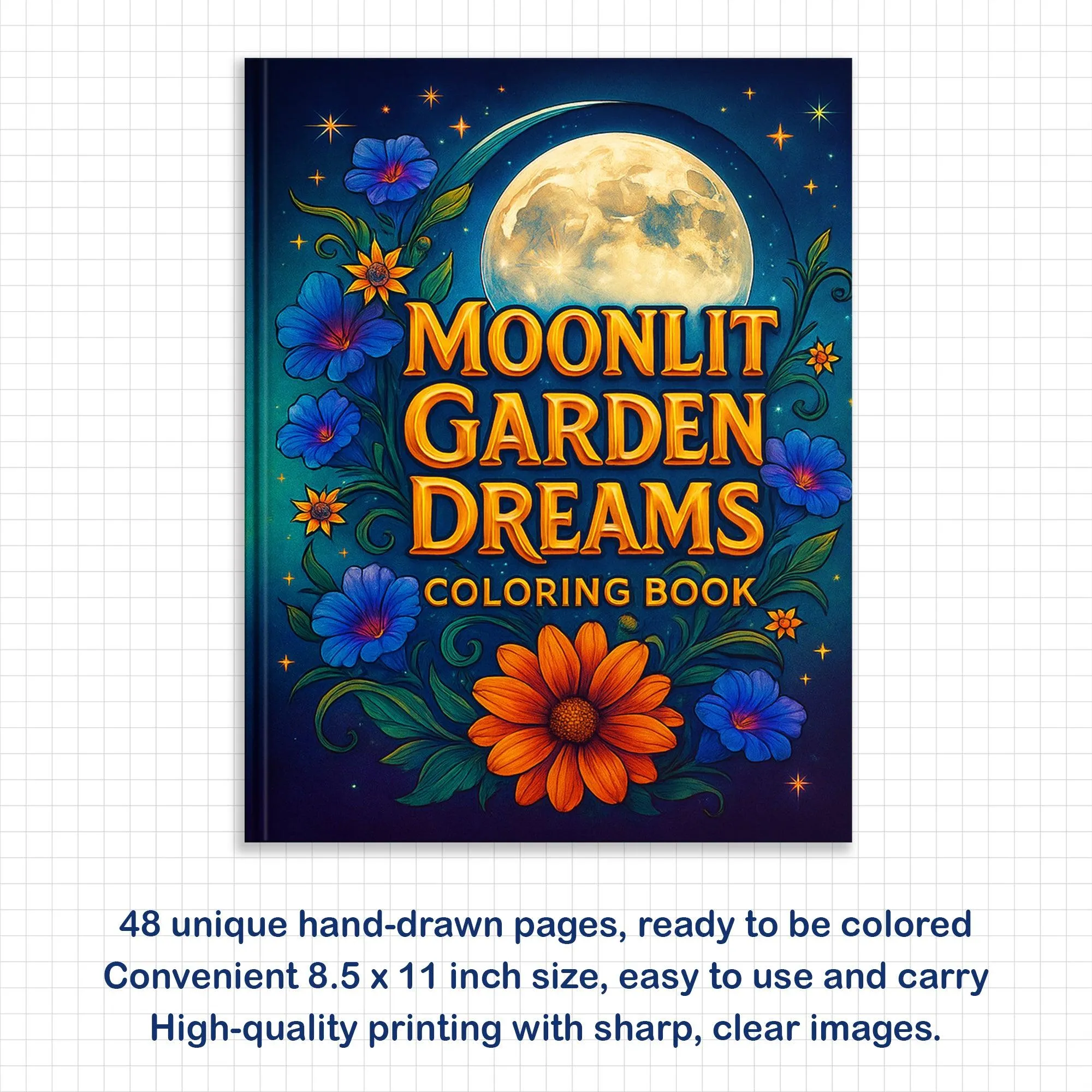 Moonlit Garden Dreams Coloring Pages – 48 Floral & Celestial Designs for Adults - image 3