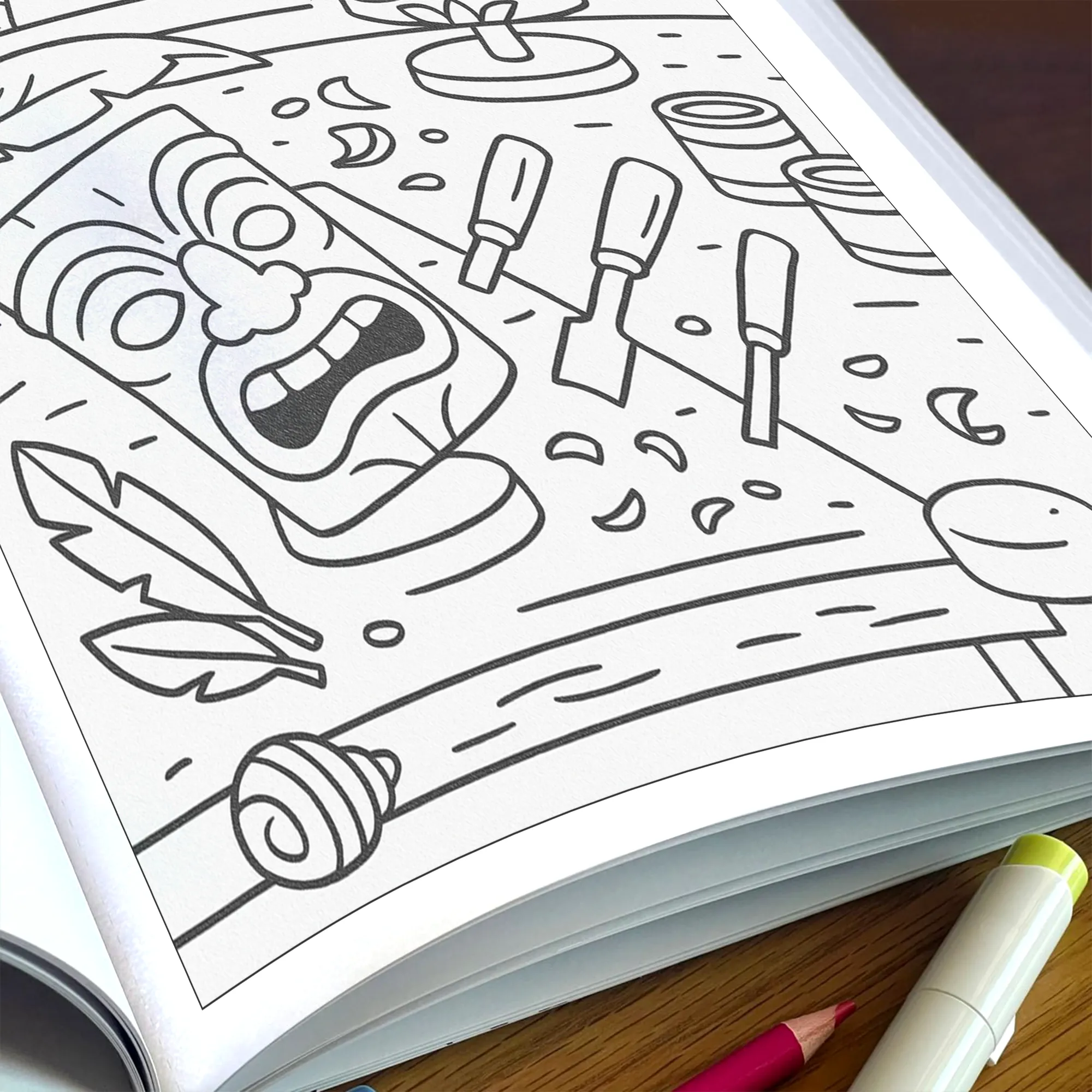Tiki Party Vibes Coloring Pages – 48 Pages – Fun, Playful, Luau Adventures – For Kids - image 7