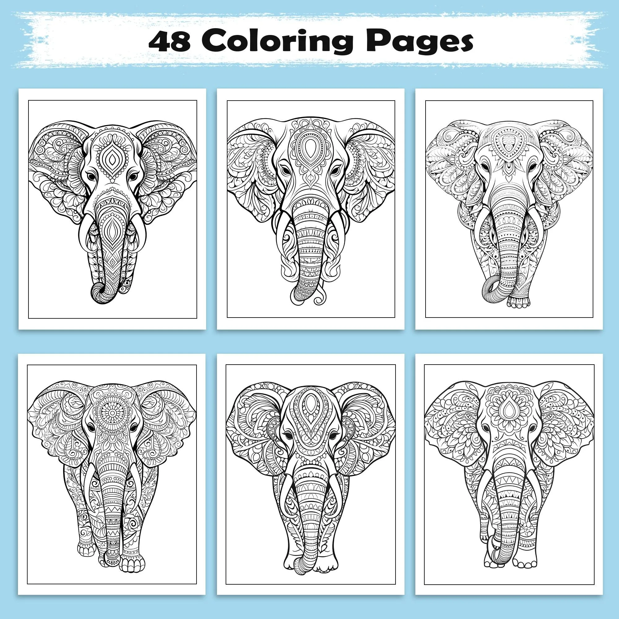 Majestic Elephant Mandalas Coloring Pages – 48 Intricate Animal Designs for Adults - image 2