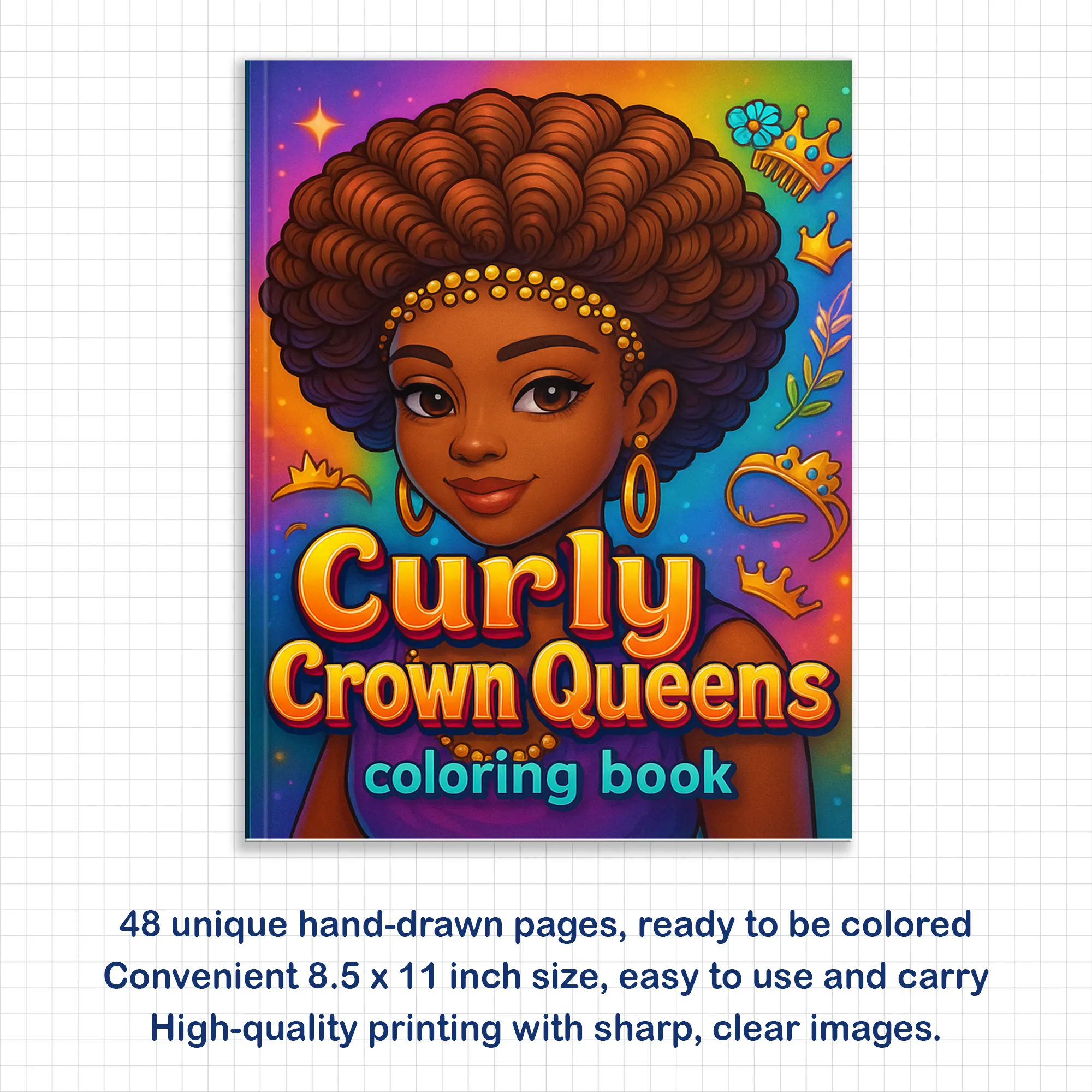Curly Crown Queens – Black Girl Coloring Pages – 48 Pages – Afro Hair, Style & Confidence – For Kids - image 2