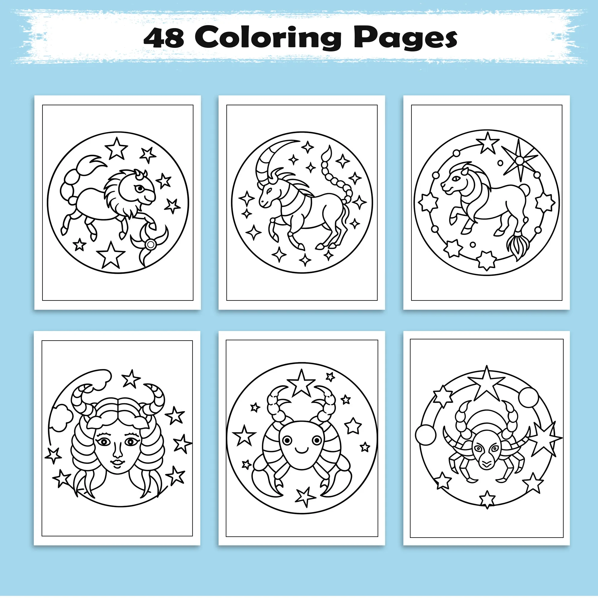 Mandala Zodiac Realms – Astrology Coloring Pages – 48 Pages – Sacred Circles, Horoscope Symbols – For Adults - image 3