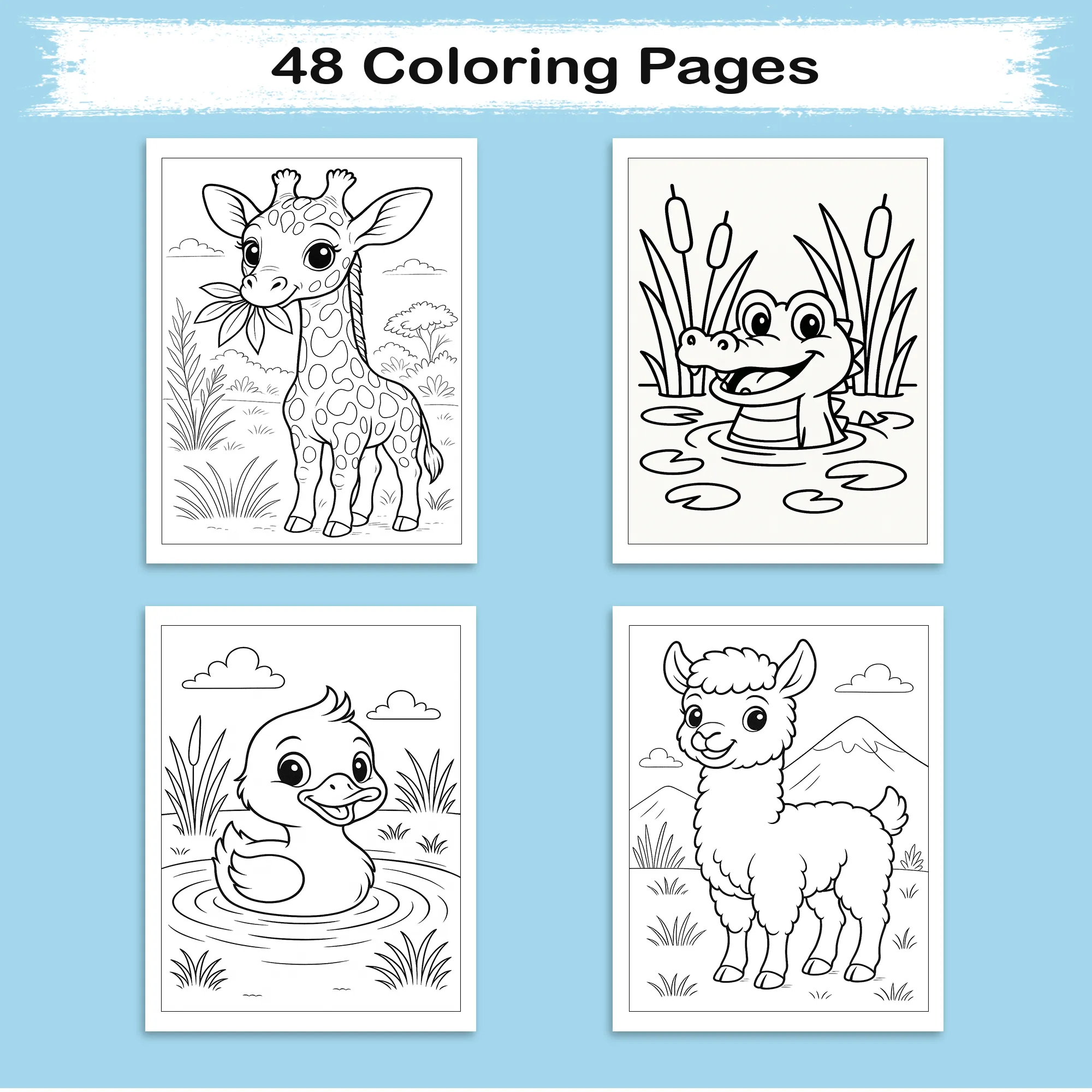 Playful Animal Friends Coloring Pages – 48 Whimsical Designs for Adults - image 3