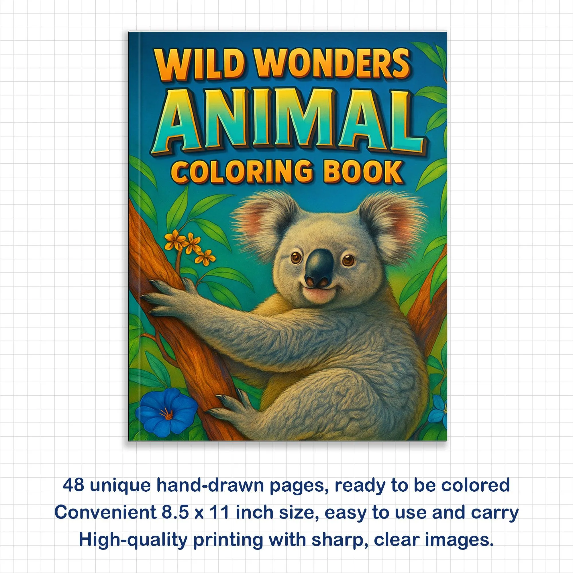 Wild Wonders Animal Coloring Pages – 48 Pages – Safari Wildlife, Farm Animals, Cute Creatures – For Kids - image 2