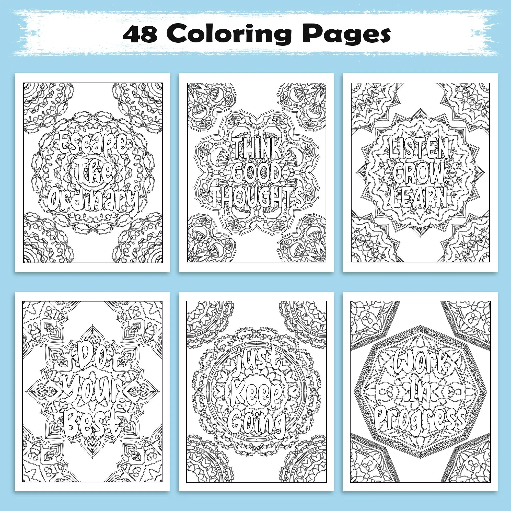 Mandala Inspirations Coloring Pages – 48 Empowering Quotes for Adults - image 2