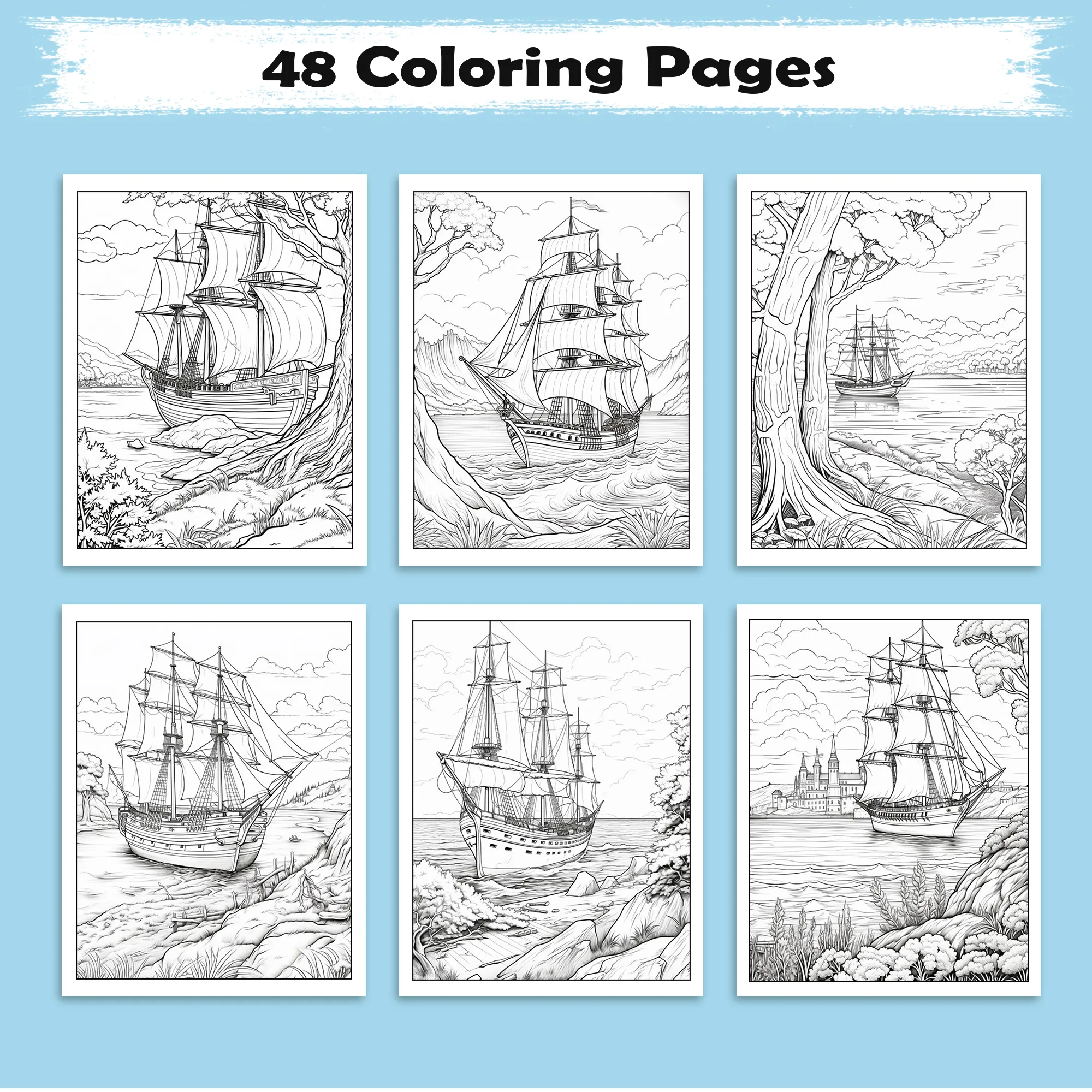 Sailing Hawaii Coloring Pages – 48 Tropical Ocean Scenes for Adults - image 3