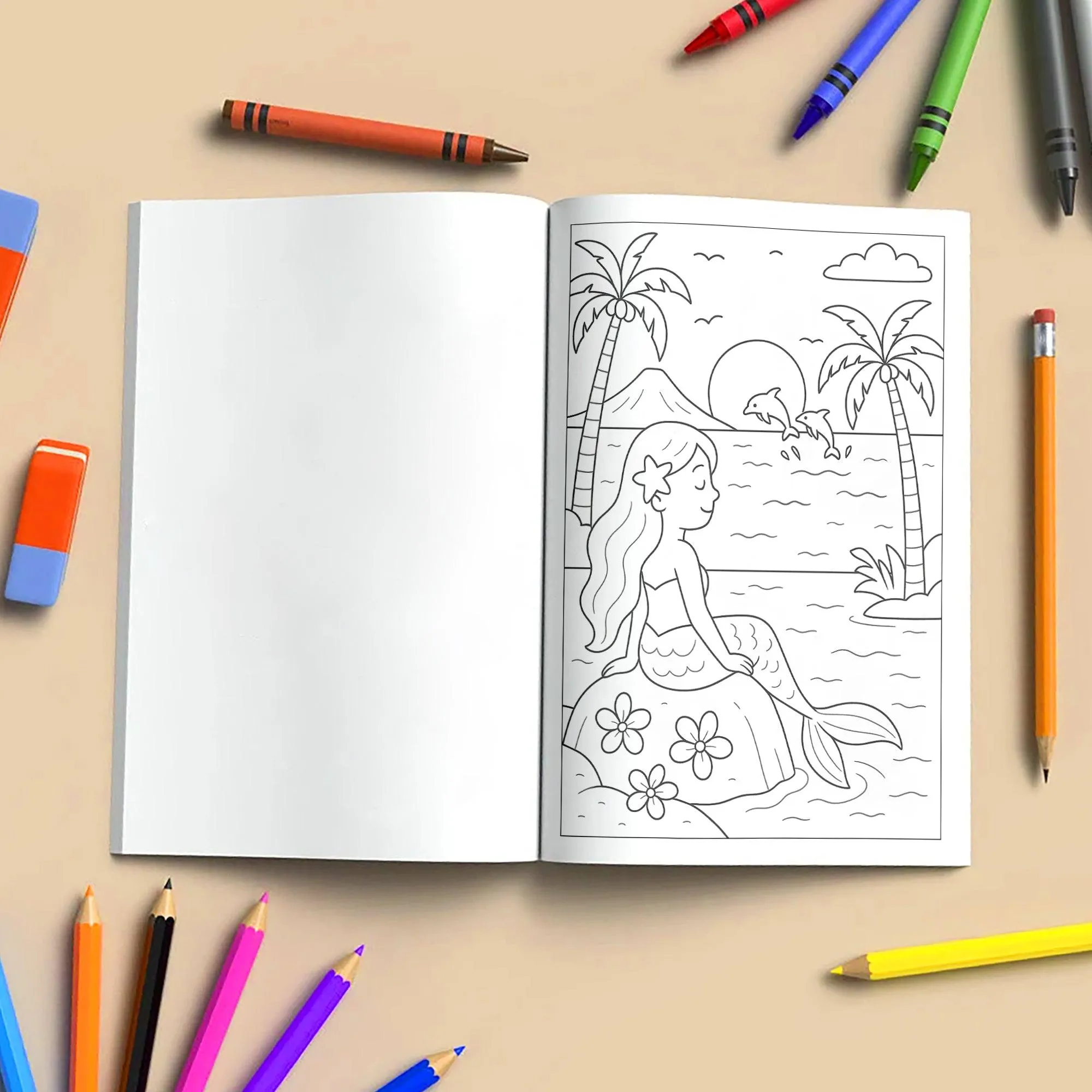 Hawaii Mermaid Coast Adventures Coloring Pages – 48 Whimsical Scenes with Lava Rocks, Tide Pools & Sea Life - For Kids - image 5