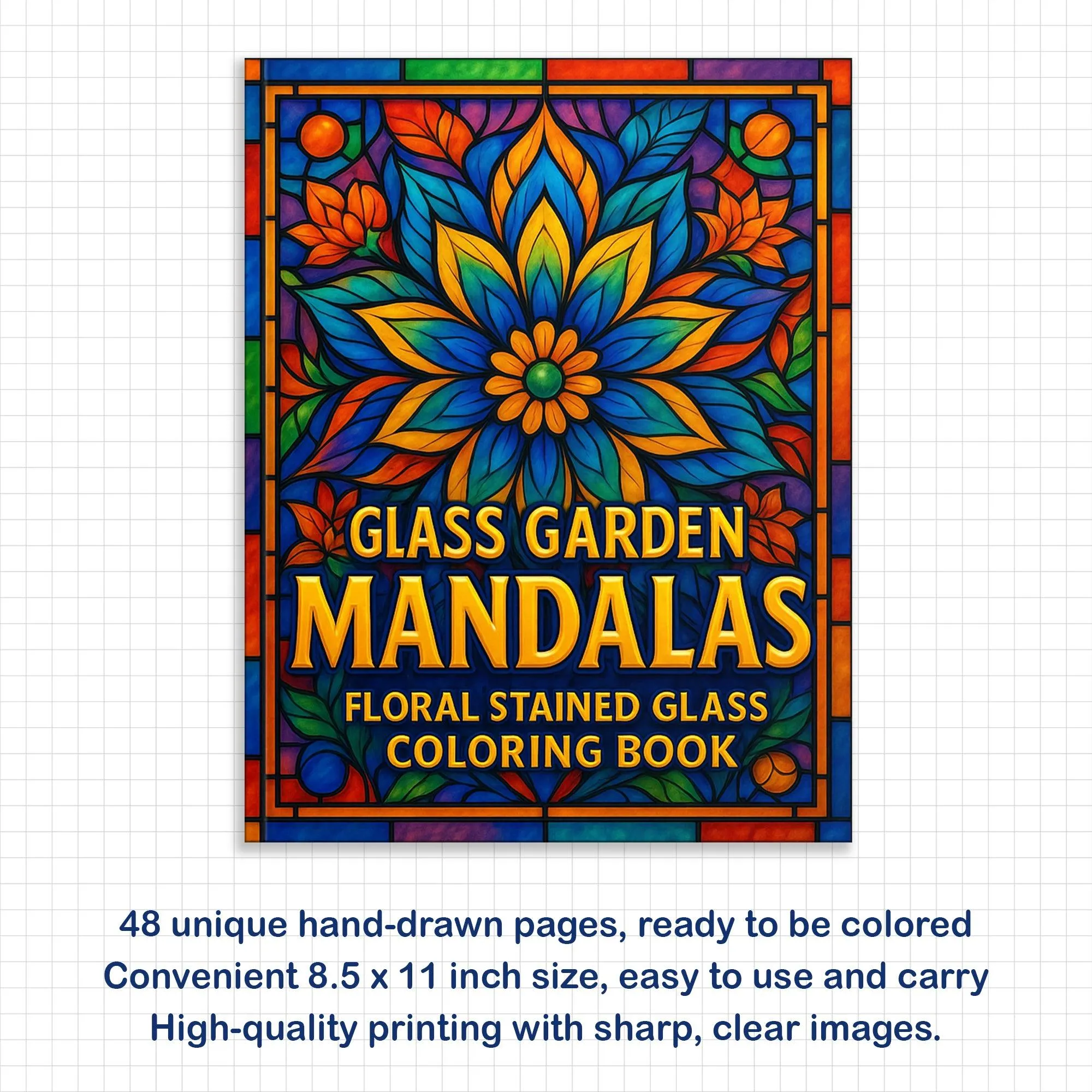 Glass Garden Mandalas Coloring Pages – 48 Elegant Floral Stained Glass Designs for Adults - image 3