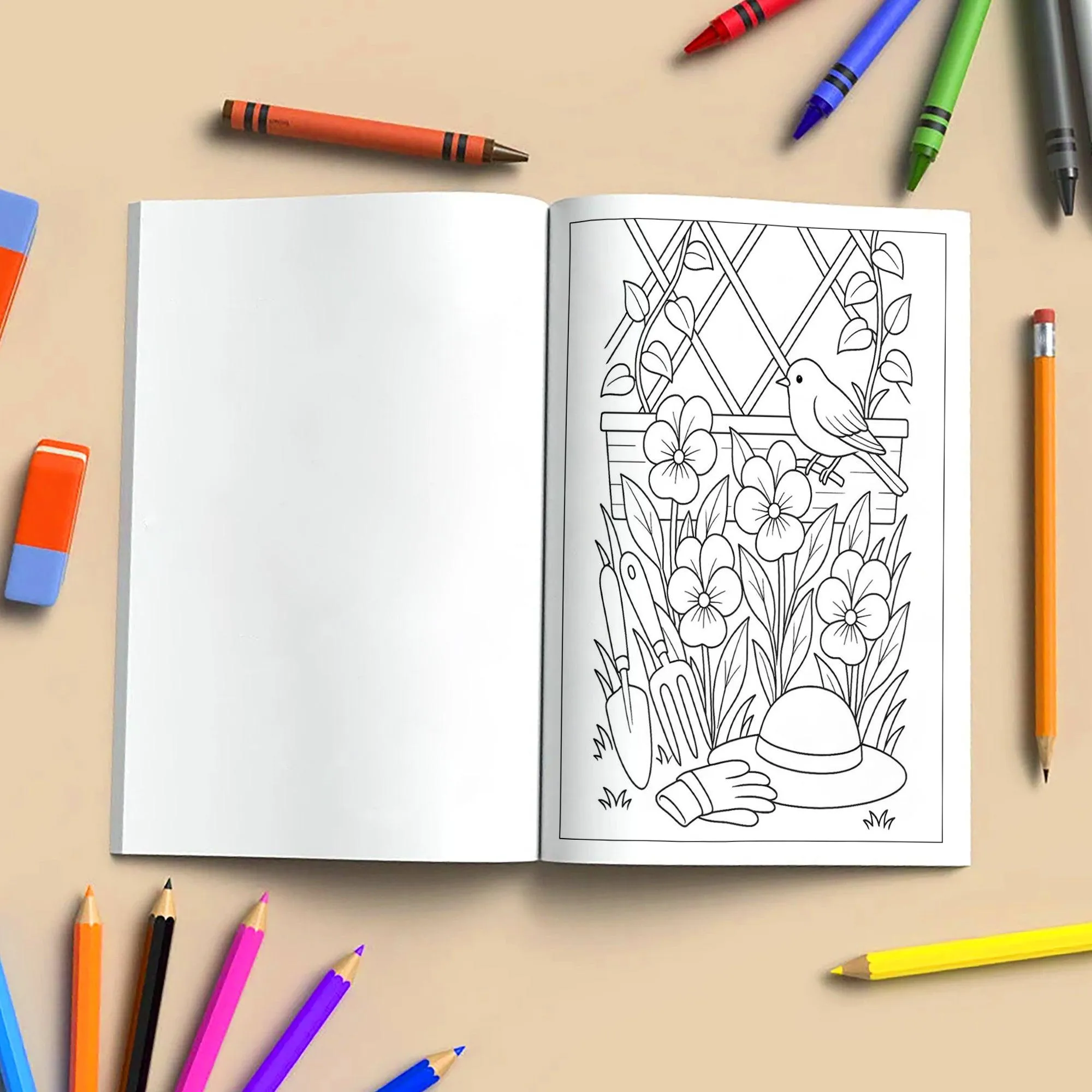 Backyard Bloomscapes – Flower Coloring Pages – 48 Pages – Cozy Gardens, Tulips, Roses, Birdhouses – For Adults - image 4