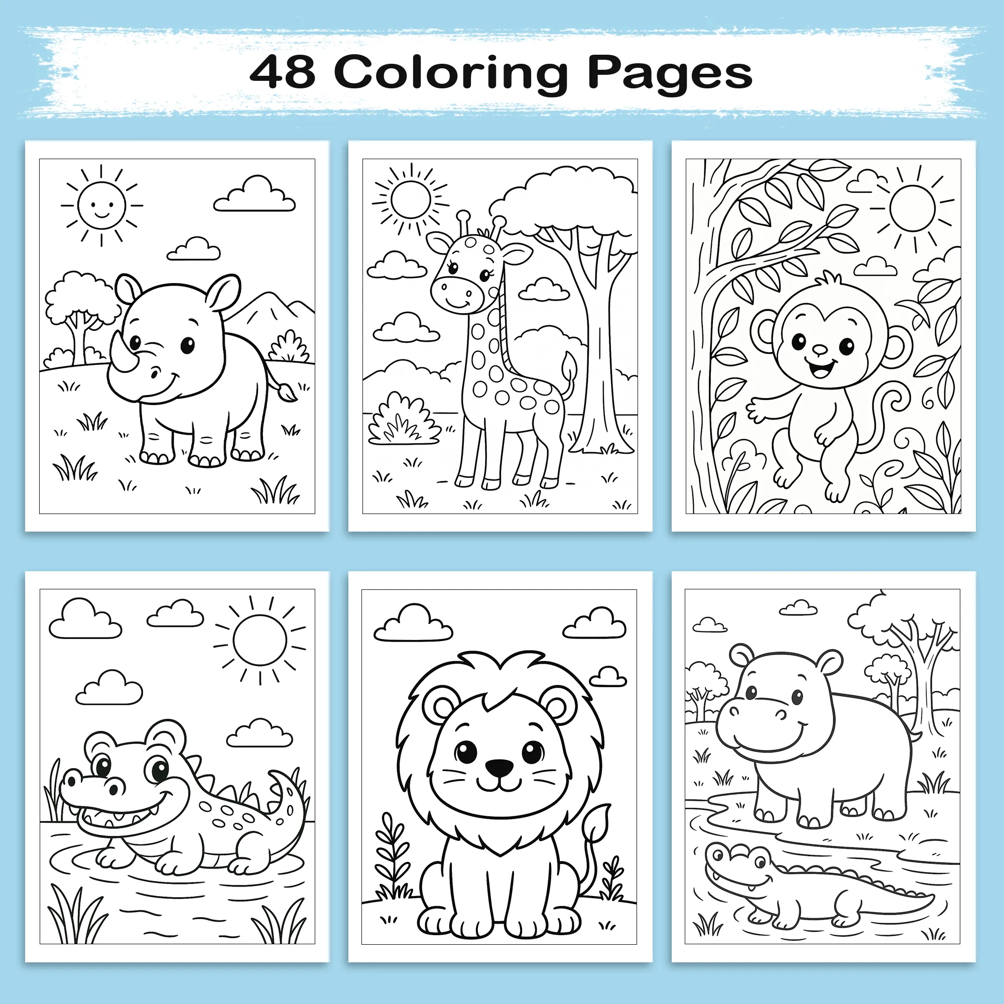 Animal Coloring Book - Cute Safari and Jungle Animals - image 4
