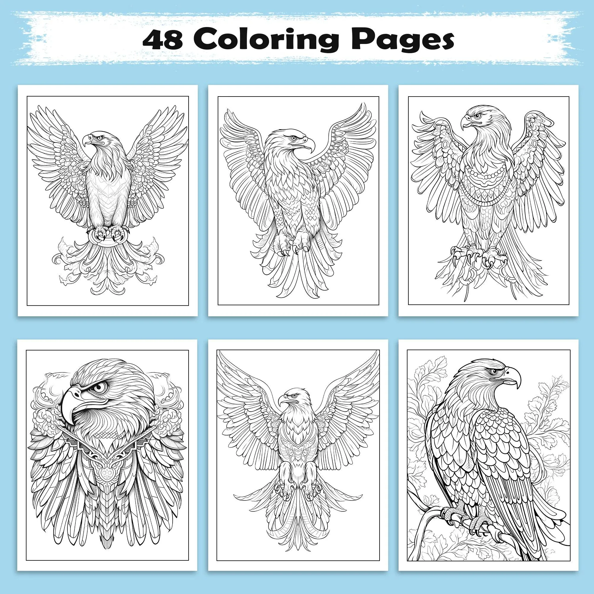 Regal Eagles Mandala Coloring Pages – 60 Bold Line Art Designs for Adults - image 2
