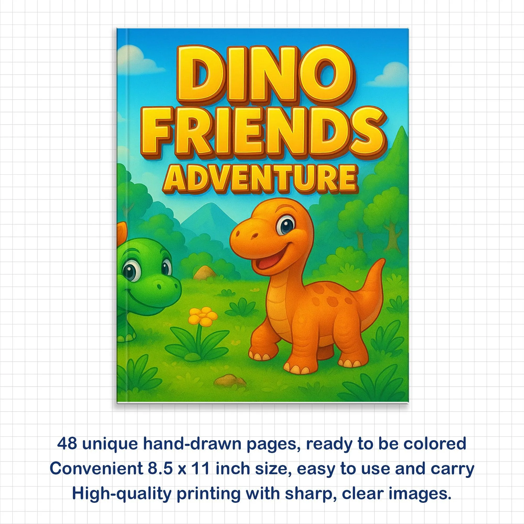Dino Friends Adventure – Dinosaur Coloring Pages – 48 Pages – Fun and Friendly Dinos – For Kids - image 2