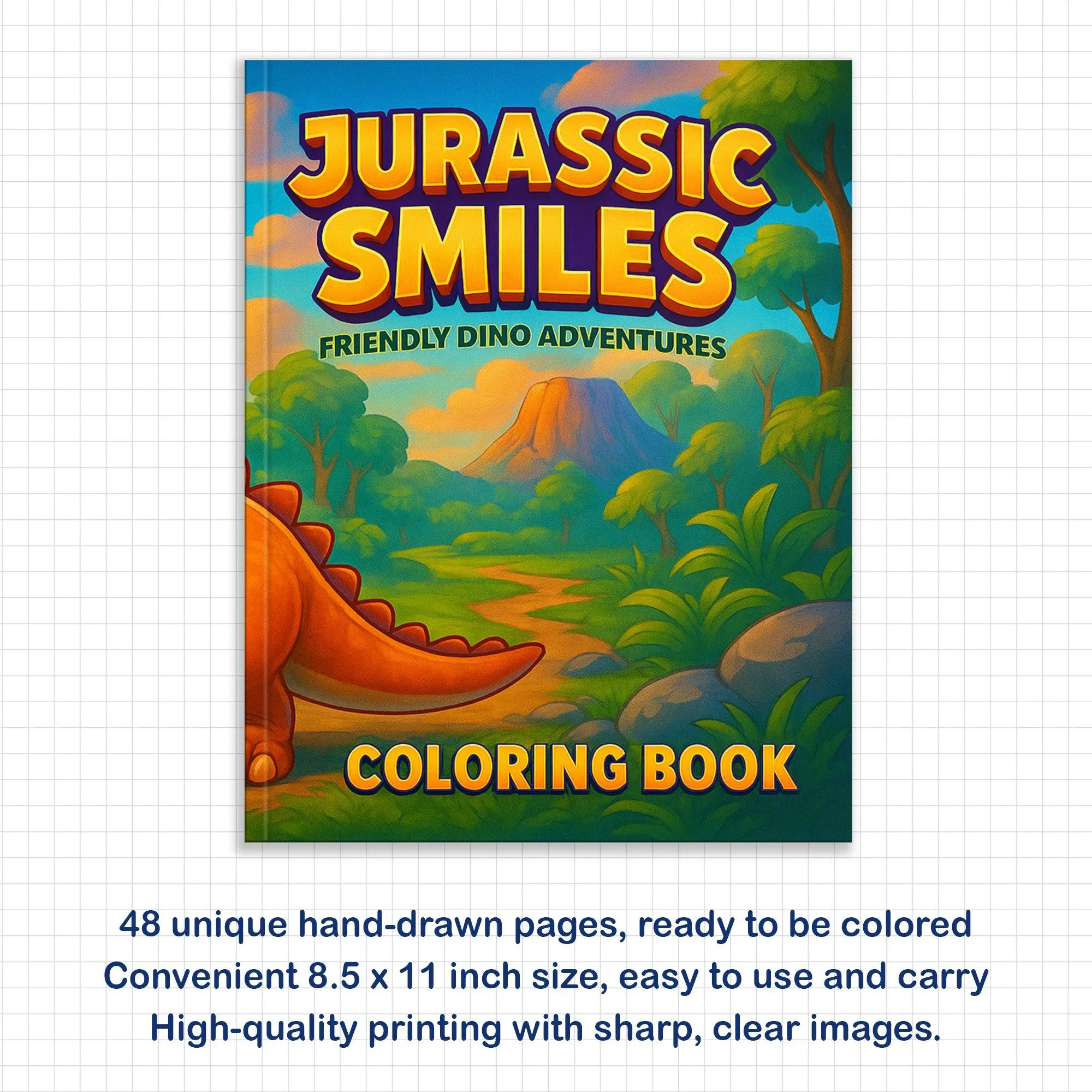 Jurassic Smiles – Friendly Dino Coloring Pages – 48 Pages – Cute Prehistoric Designs – For Kids - image 2