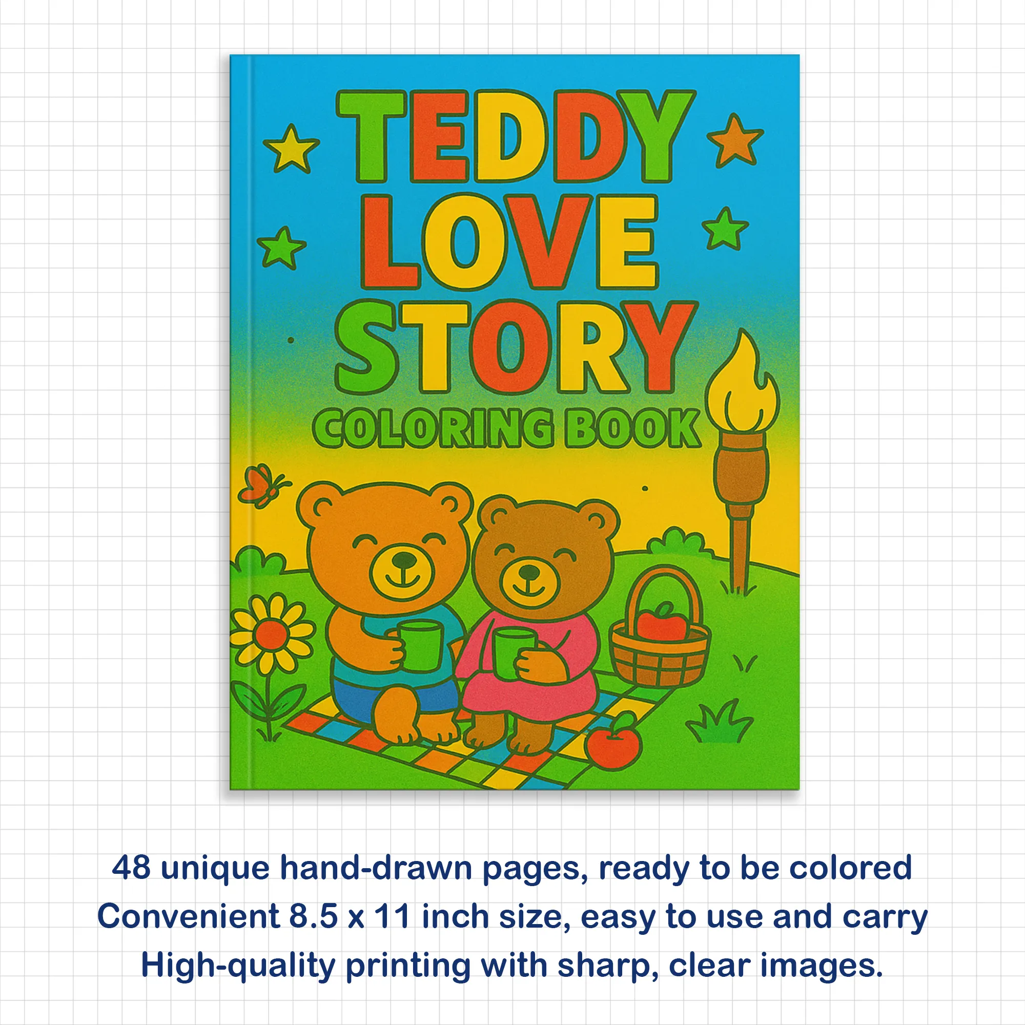 Teddy Love Story – Animal Coloring Pages – 48 Pages – Cute, Cozy, Heartwarming Moments – For Kids - image 4