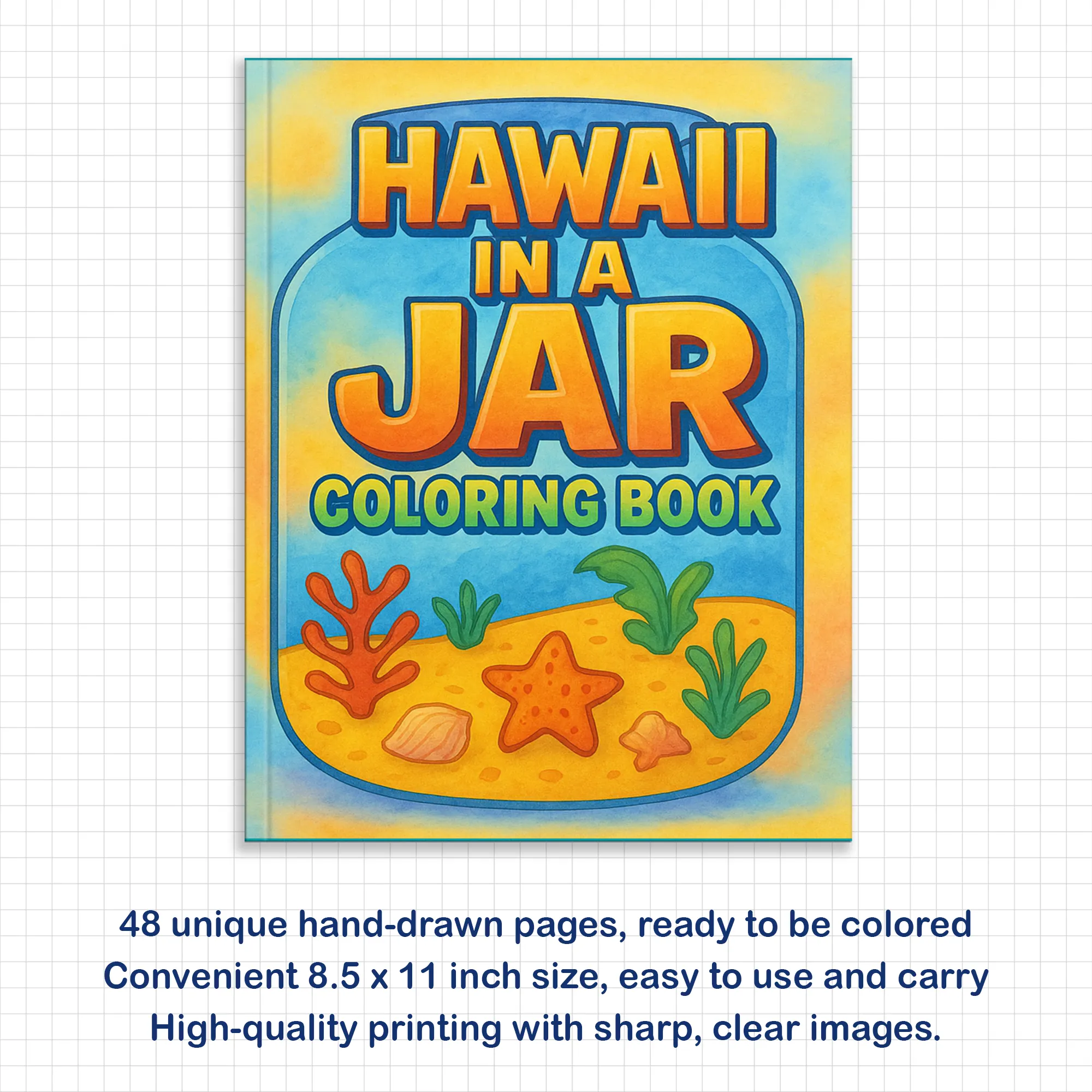 Hawaii in a Jar Coloring Pages – 48 Pages – Whimsical, Relaxing, Beach Aesthetic – For Adults - image 3