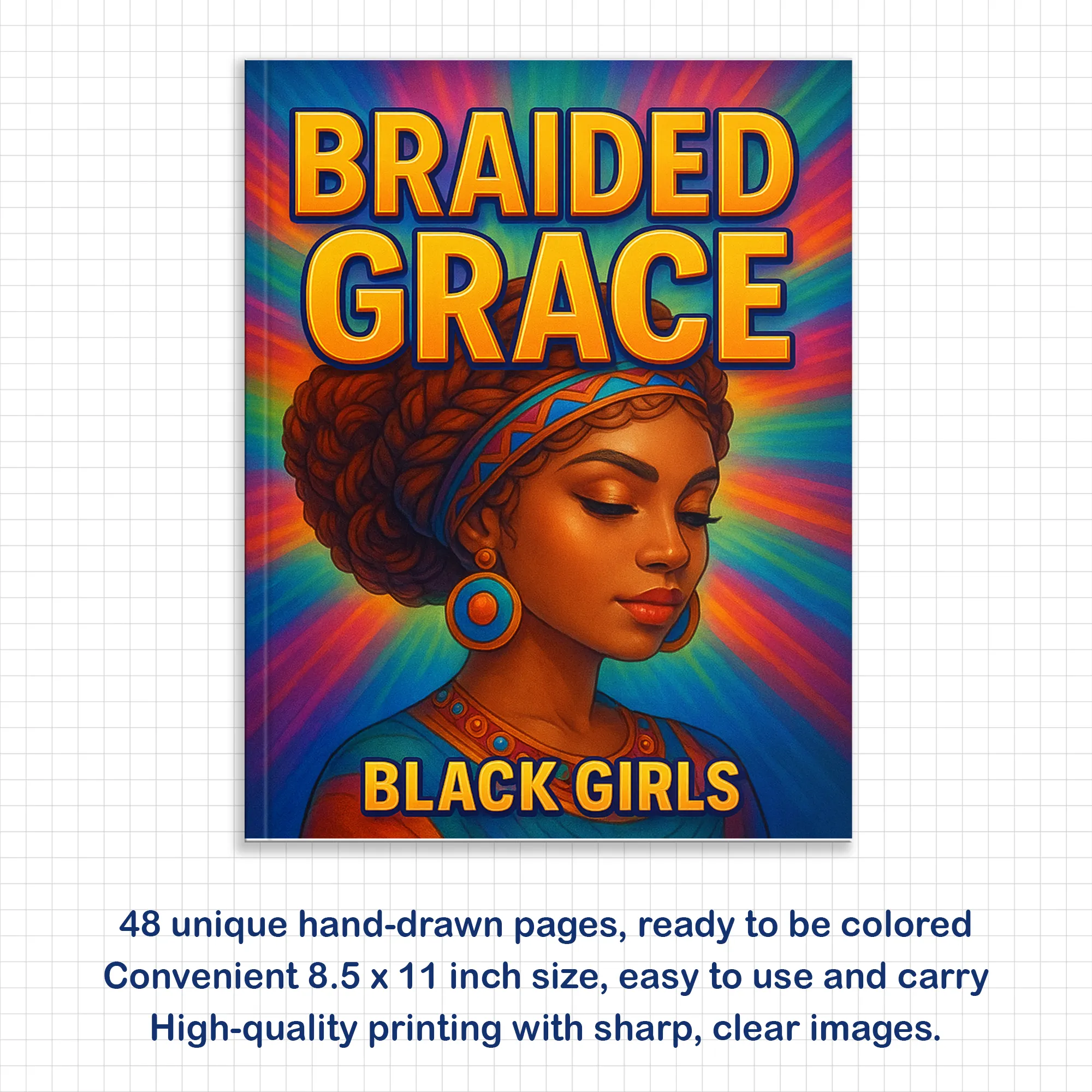 Braided Grace – Black Girls Coloring Pages – 48 Pages – Afrocentric Fashion & Hairstyles for Adults - image 2