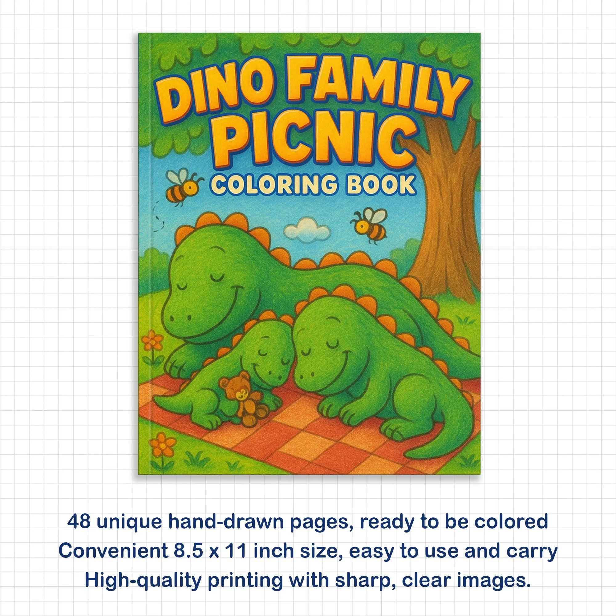 Dino Family Picnic Coloring Pages – 48 Pages – Fun, Cozy, Prehistoric Adventures – For Kids - image 5