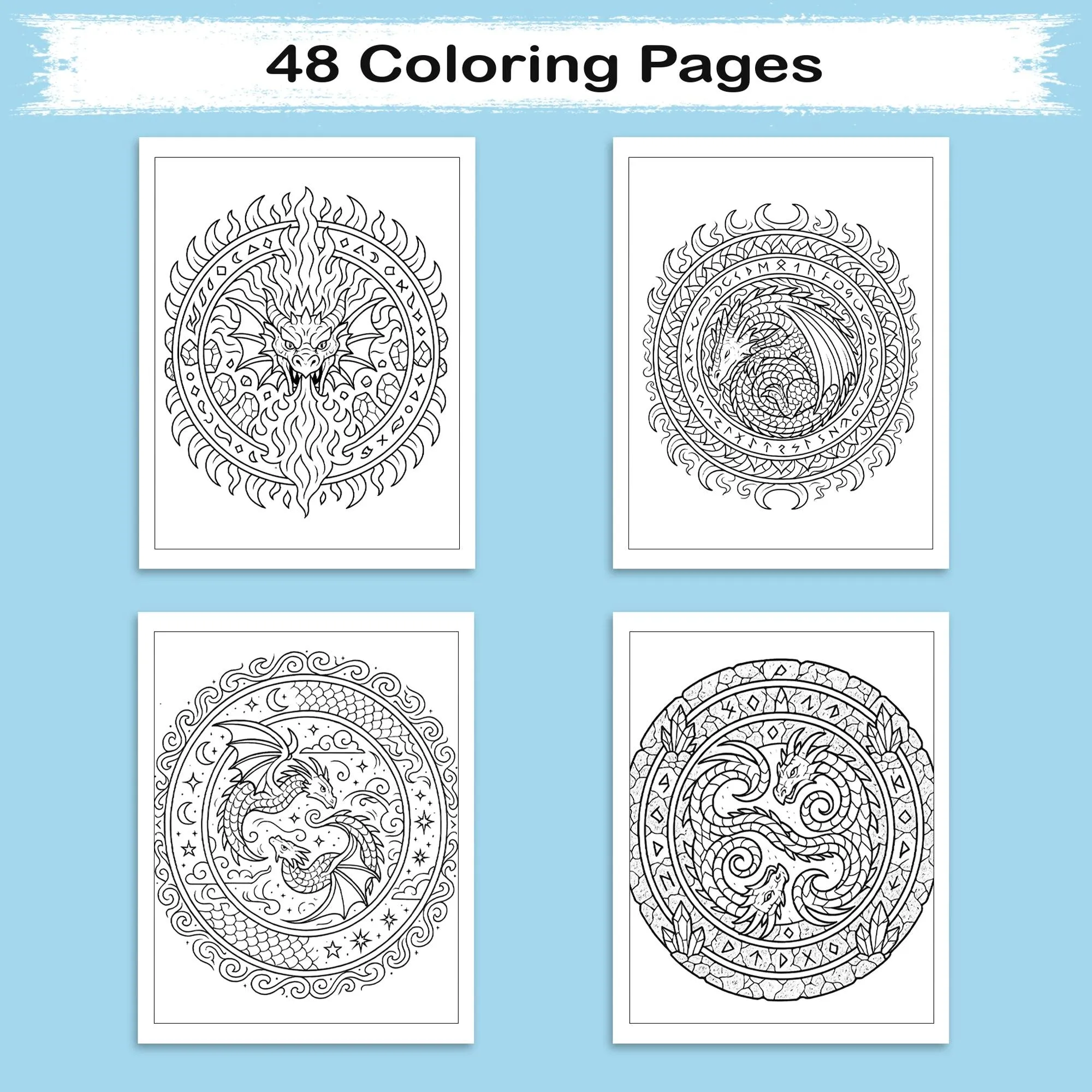 Legends of the Dragon Mandalas Coloring Pages – 48 Pages – Mythical, Fiery, Eastern-Inspired Designs – For Adults - image 3